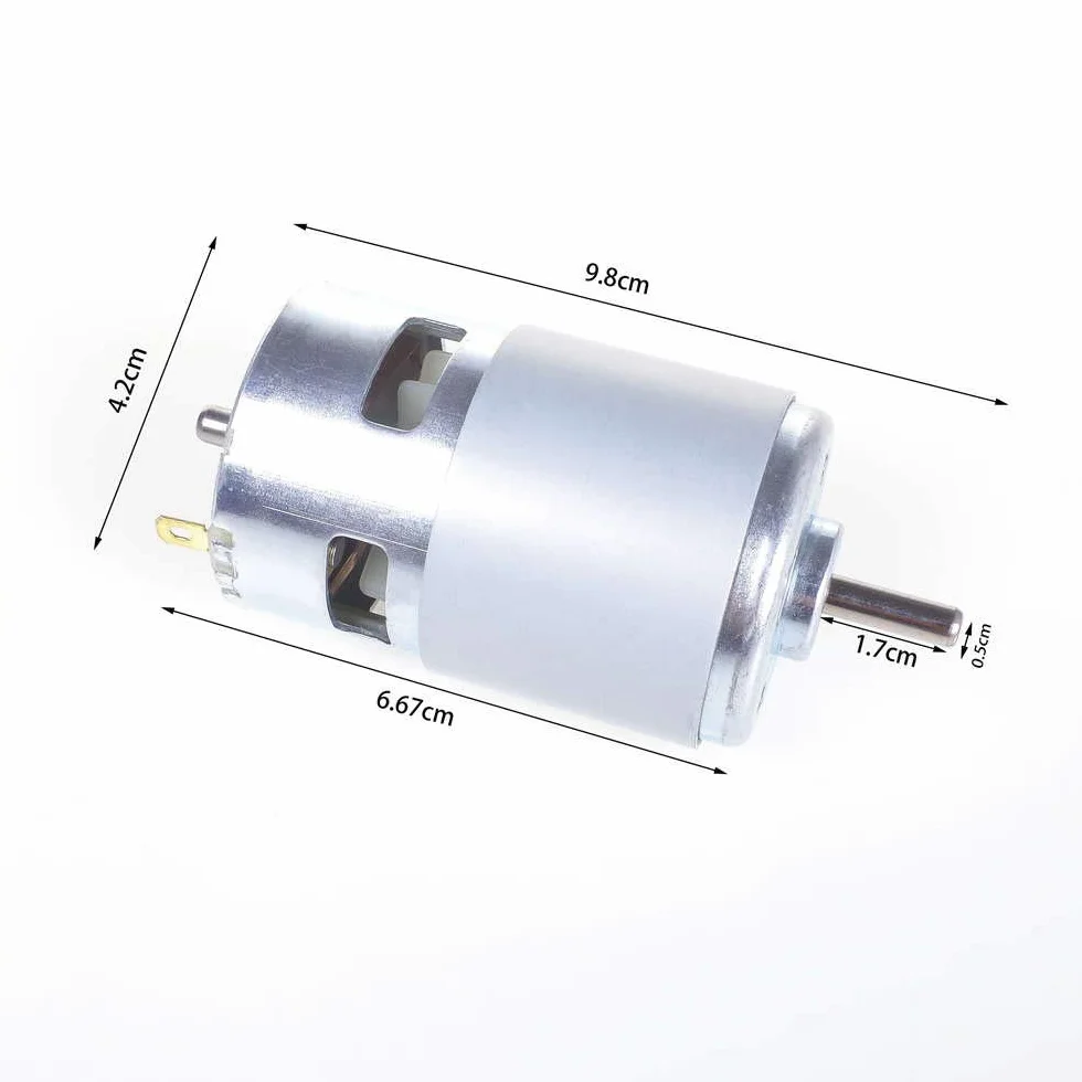 775 Motore DC 12V-36V 3500-9000 RPM Cuscinetto a sfera Grande coppia Alta potenza Motore componente elettronico a basso rumore