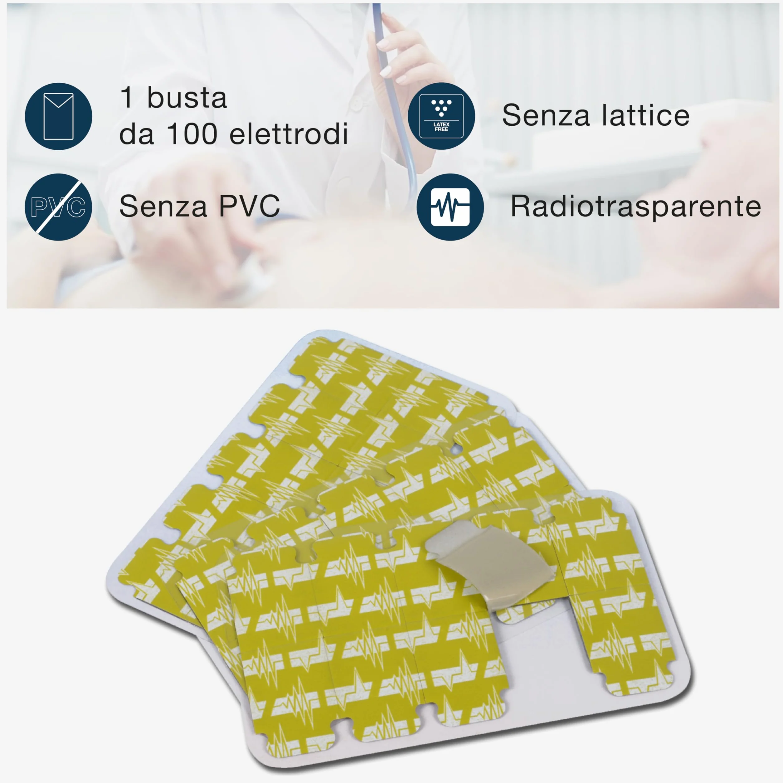 Fiab Elettrodi ECG Monouso Universali PreGellati-Adulti Forma Tab 34x23mm 100 Pezzi