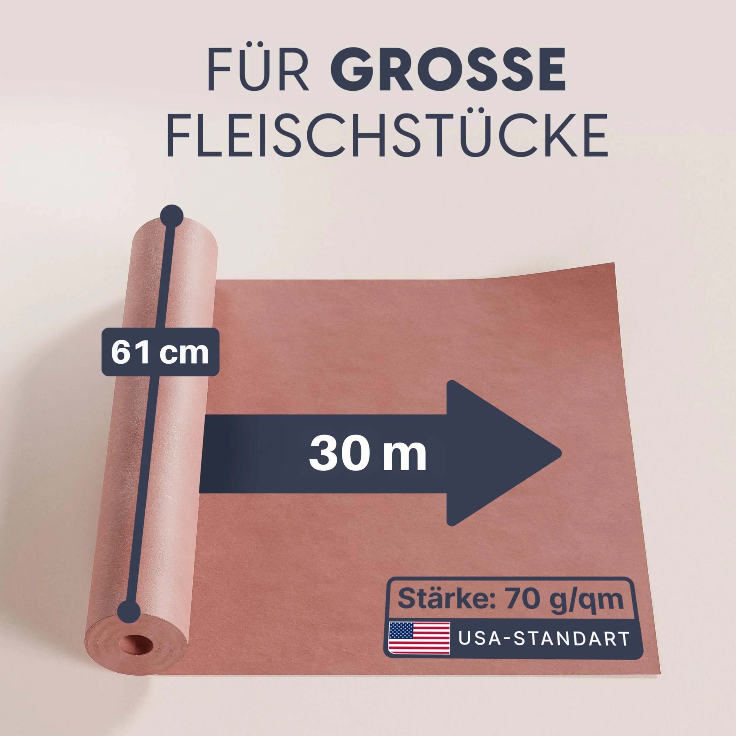 HOLY SMOKE USA Butcher Paper 60 cm x 30 m – Carta da macellaio per grigliare carne succosa grazie a Low & Slow BBQ – Made in USA