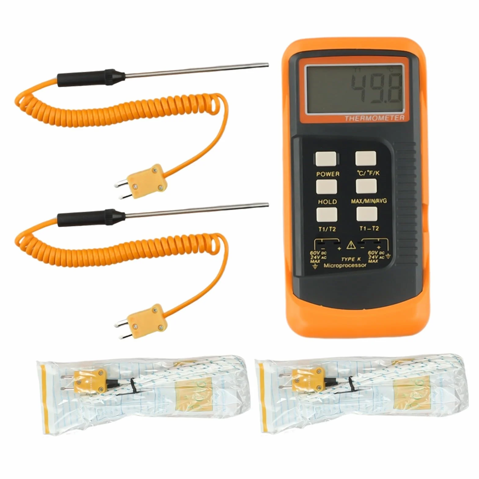 Termometro digitale a doppio canale K 6802 II per HVAC, kit di test per legionella con 4 sonde