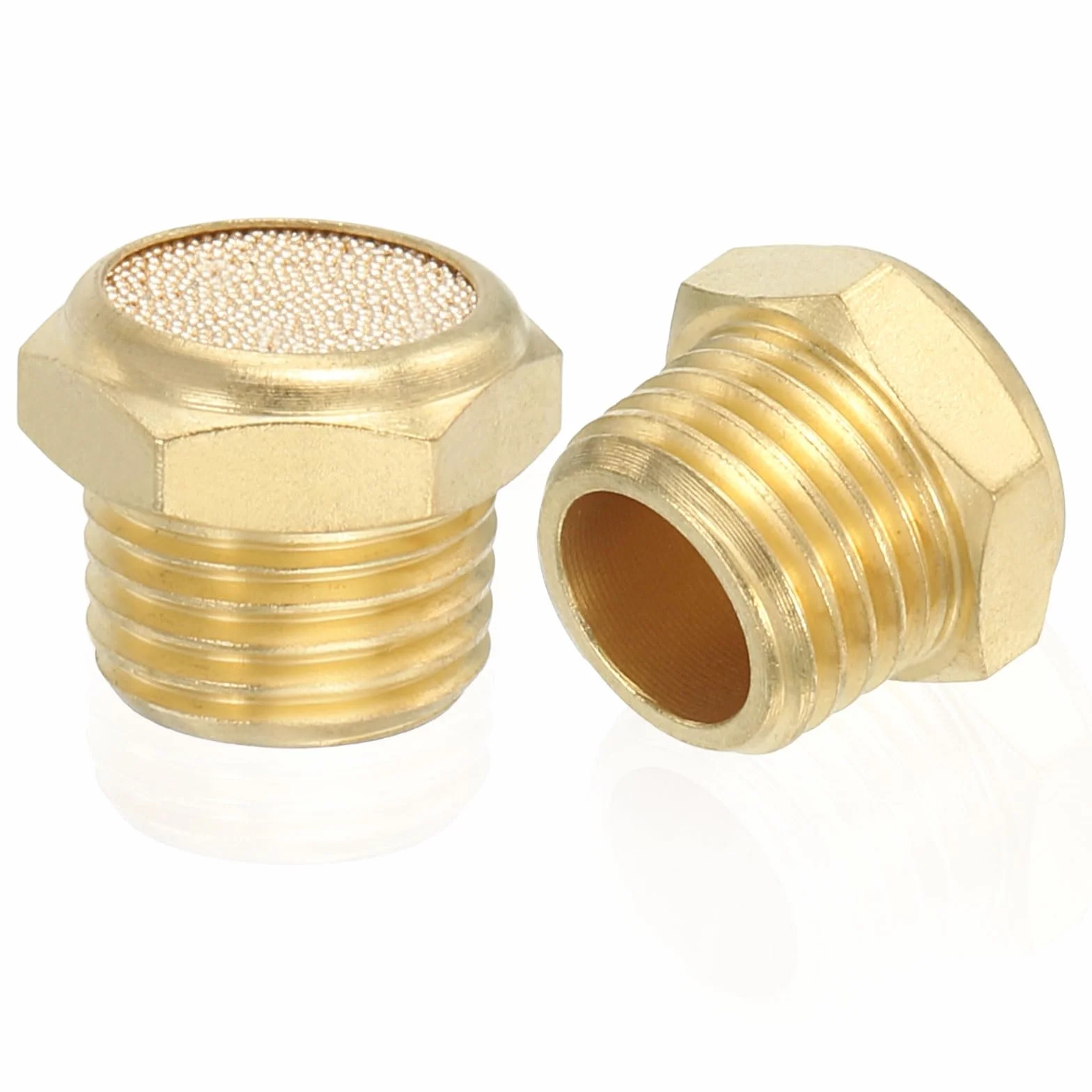PATIKIL Marmitta Pneumatico In Ottone 1/4" NPT 5 Pezzi Filtro Ventilazione Aria Sinterizzato Piatto Raccordi Valvola Solenoide Riduttore Rumore