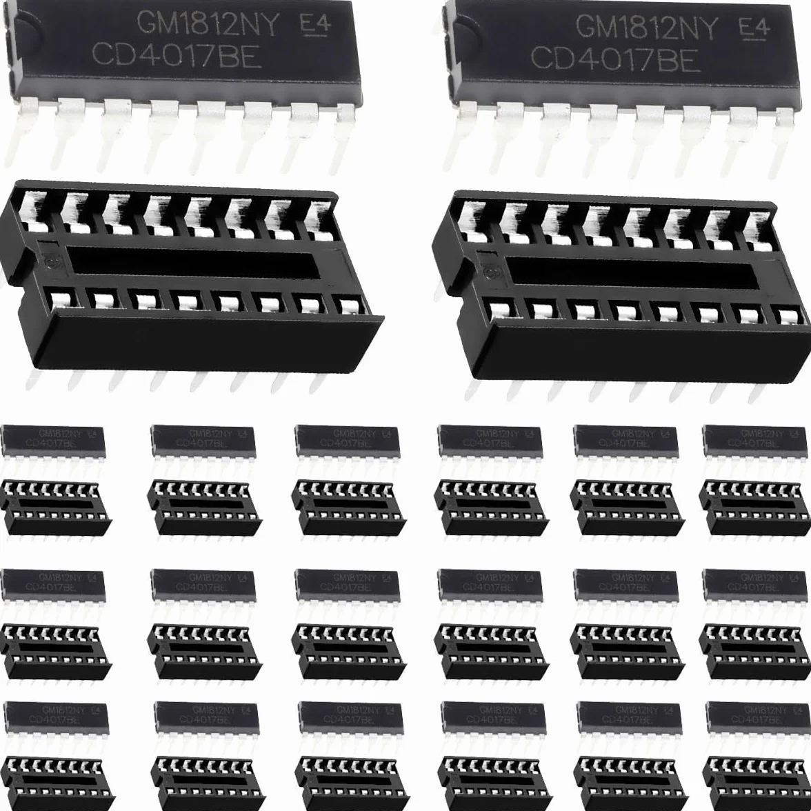 20 pz CD4017BE CD4017 CMOS Decade Counter con 20 uscite decodificate Adattatore per presa chip, per HEF4017BP TC4017BP DIP-16 CD4017 CD4017B HCF4017BE