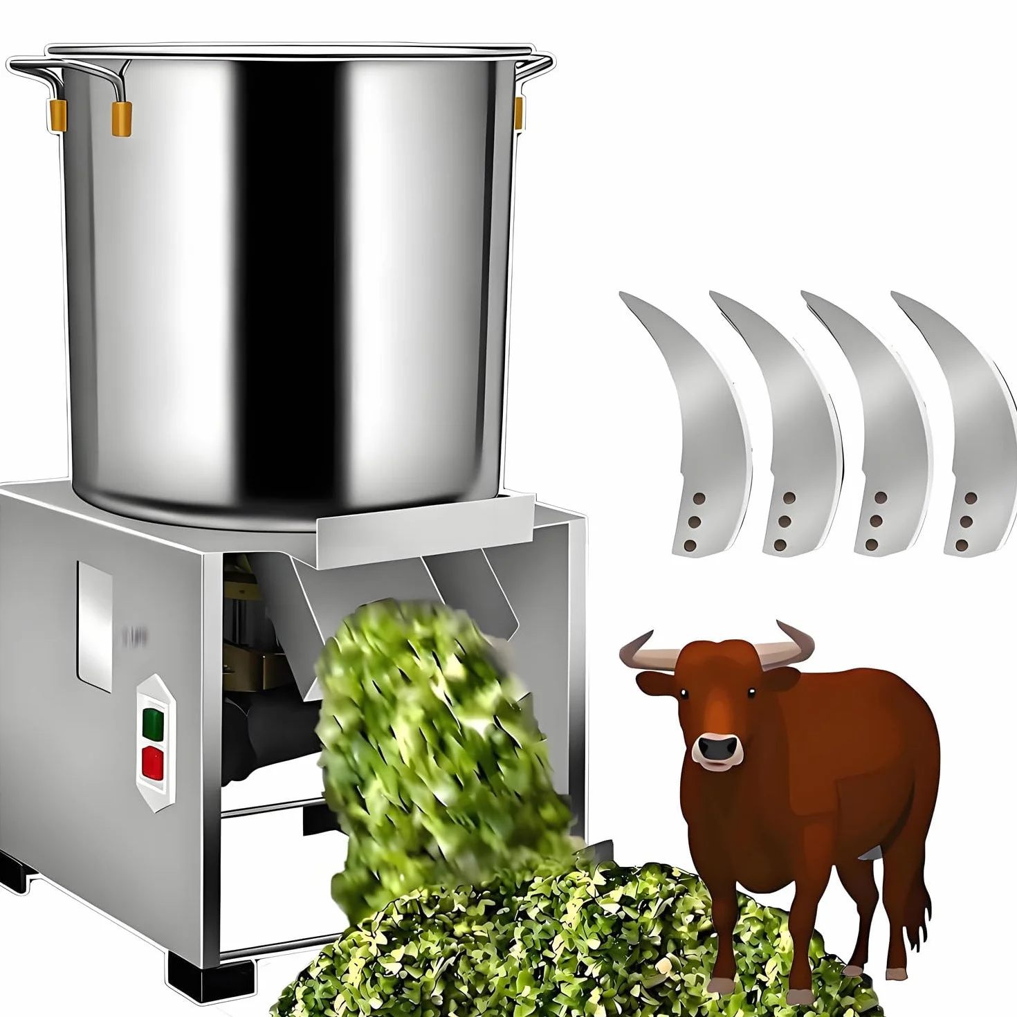 Trituratore per Allevamento, trituratore per la Lavorazione di mangimi per pollame, con 4 Lame, Produzione 50-200 kg/h, trituratore Elettrico per Verdure a 3500 Giri/min 220V-1200W