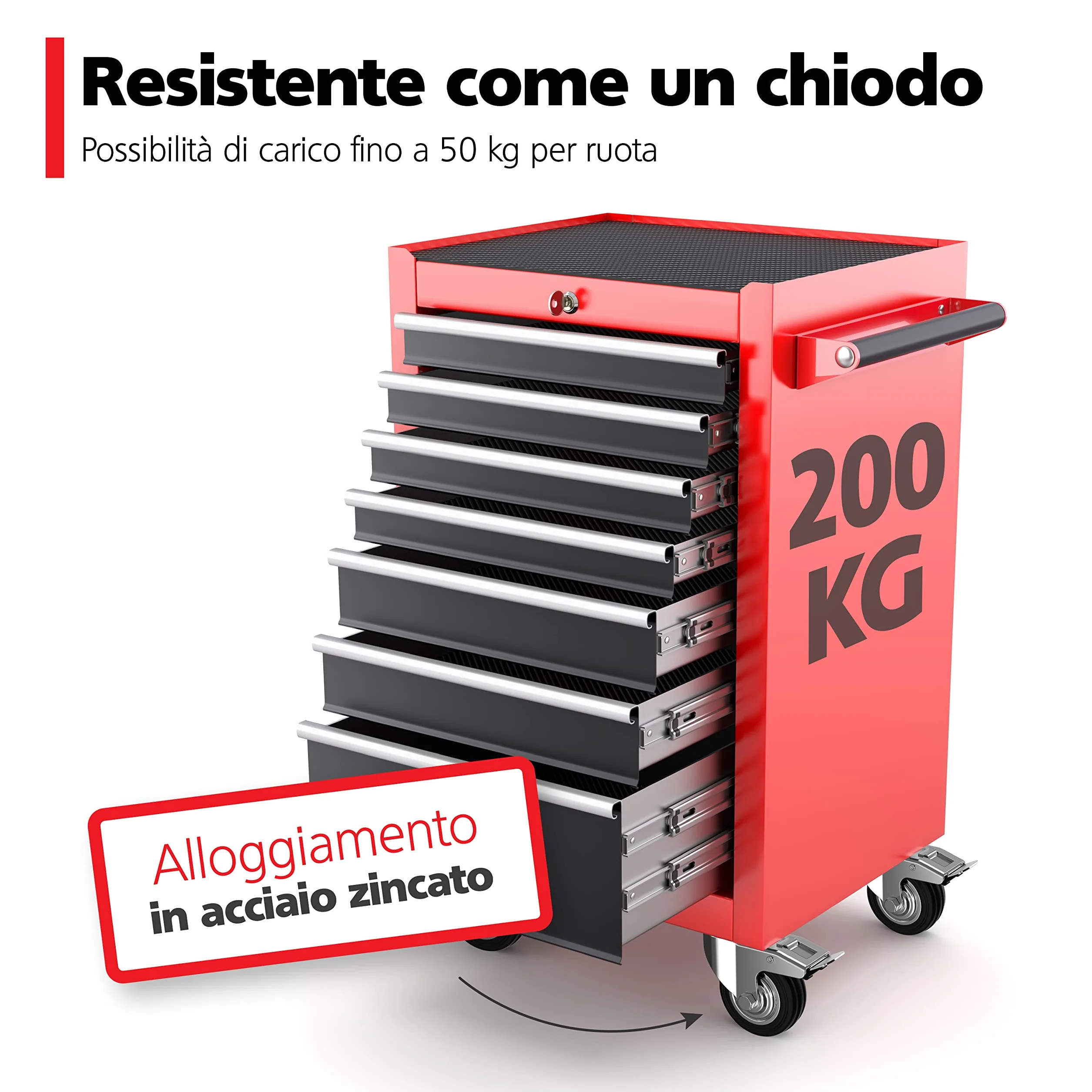RAVN HAMAN Set da 4 Ruote per carichi pesanti 75 mm - Ruote pivontanti per mobili con freno fino a 50 kg per ruota - Ruote girevoli per uso interno ed esterno - Rotelle piroettanti