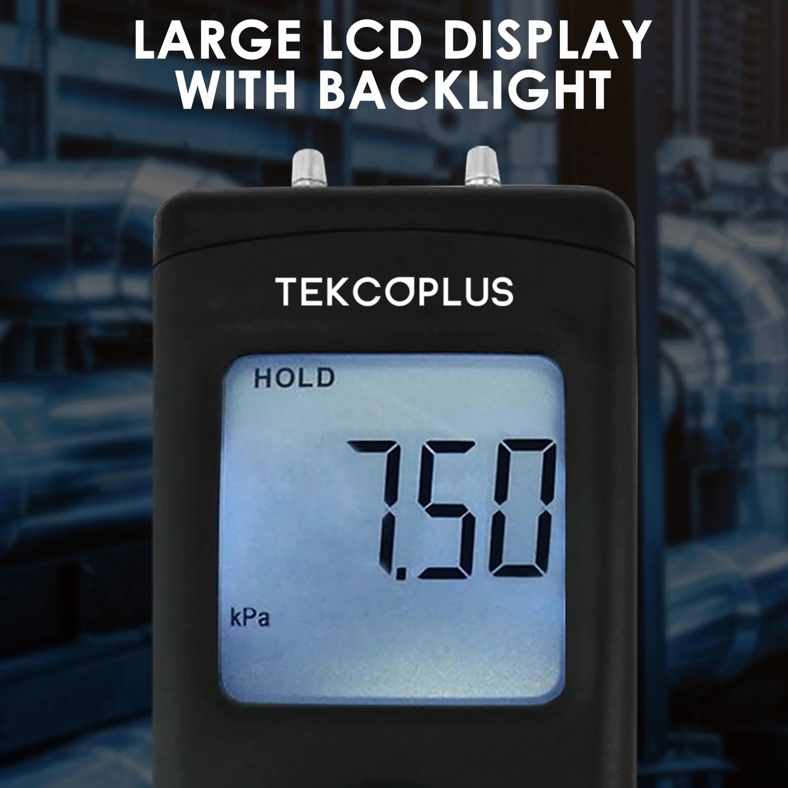 Manometro, Tester di Pressione del Gas a Doppia Porta, Manometro Digitale Professionale per HVAC, Misuratore di Pressione dell'Aria, Manometro Differenziale con Display LCD Retroilluminato