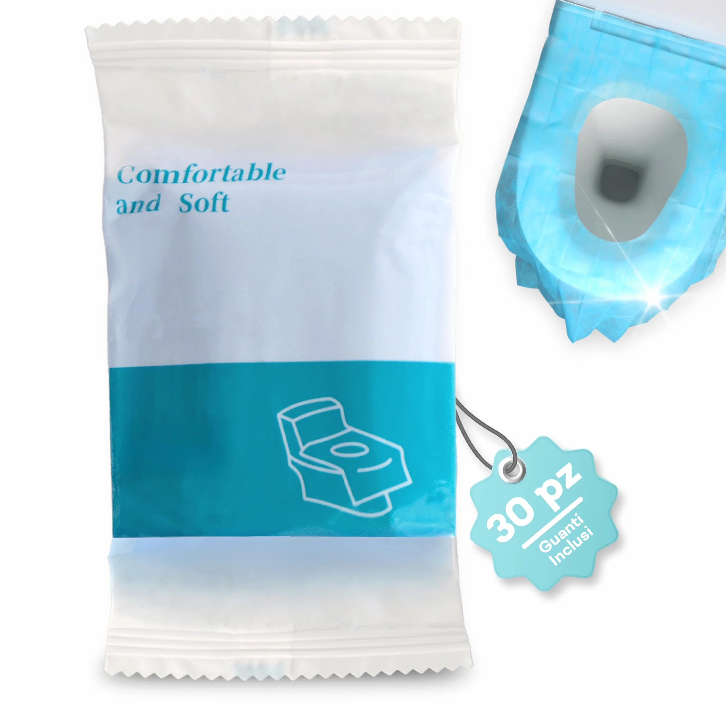 Copriwater usa e getta con copertura totale e adesivi antiscivolo - guanti igienici