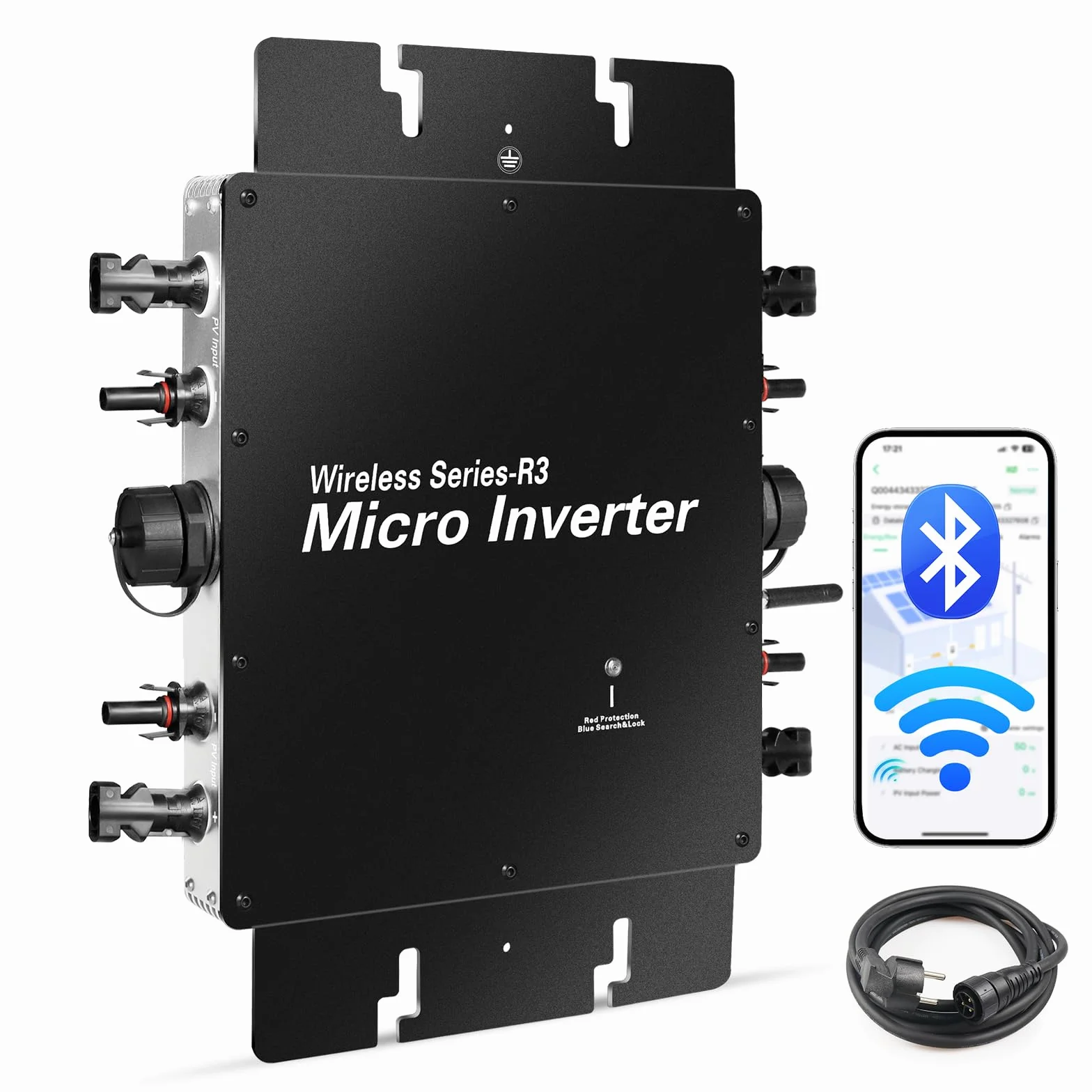 Micro inverter 1200 W, con WiFi intelligente per centrali elettriche da balcone, inverter PV plug & play, MPPT integrato, controllo app, invertitore solare IP65