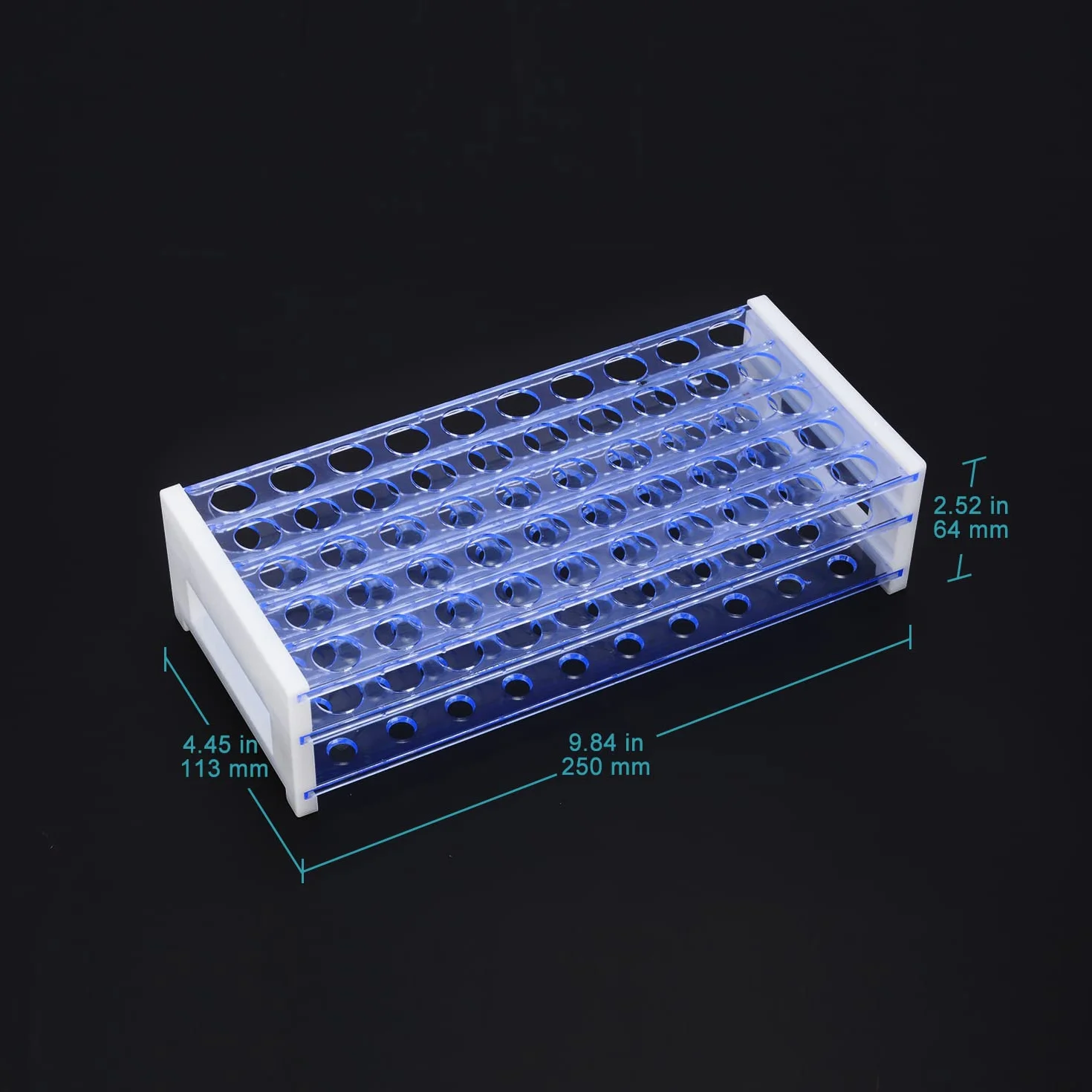 stonyLab Portaprovette in Plastica Blu Amovibile 3 Livelli 50-Posti 16mm