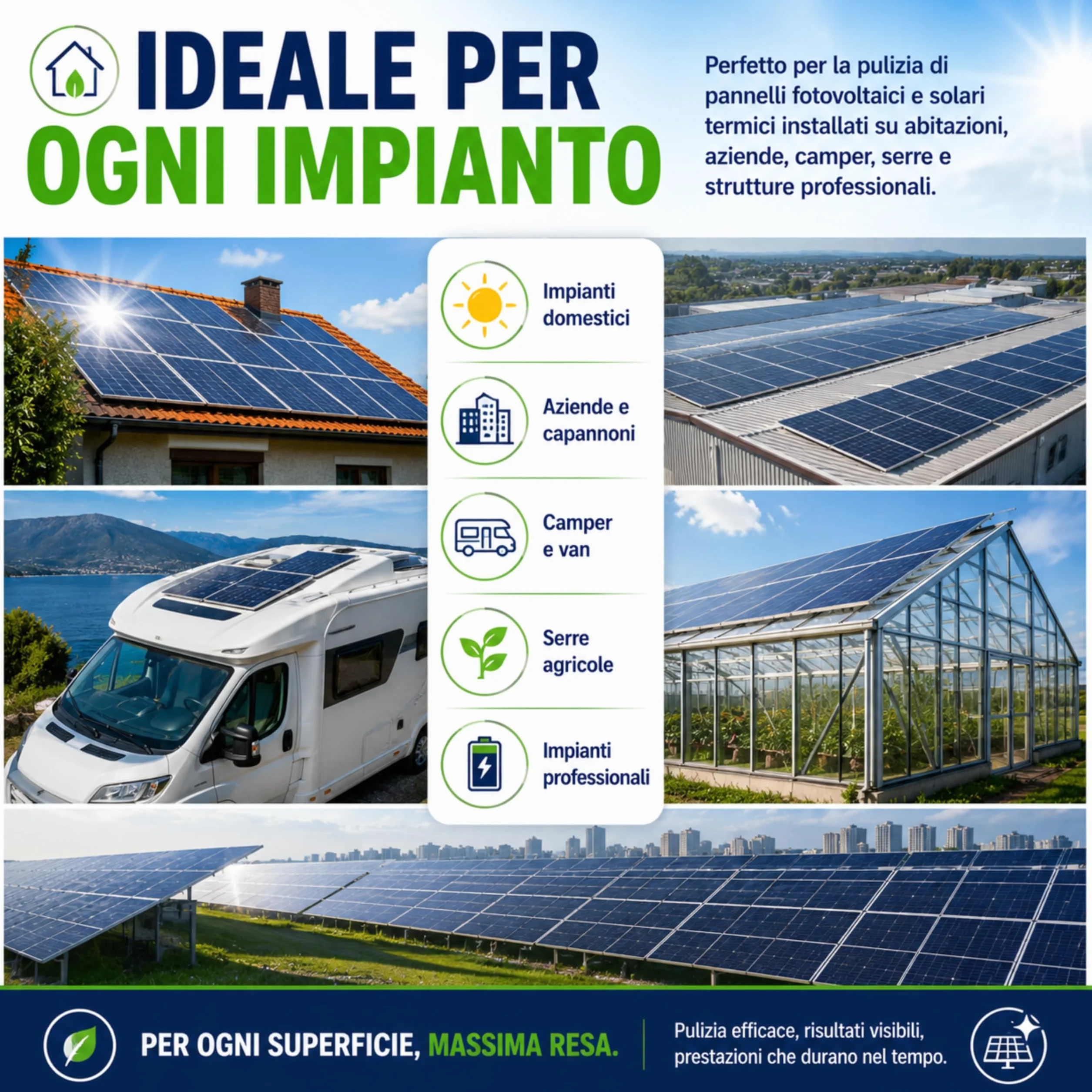 Detergente Pannelli Fotovoltaici 5L Antistatico Senza Aloni