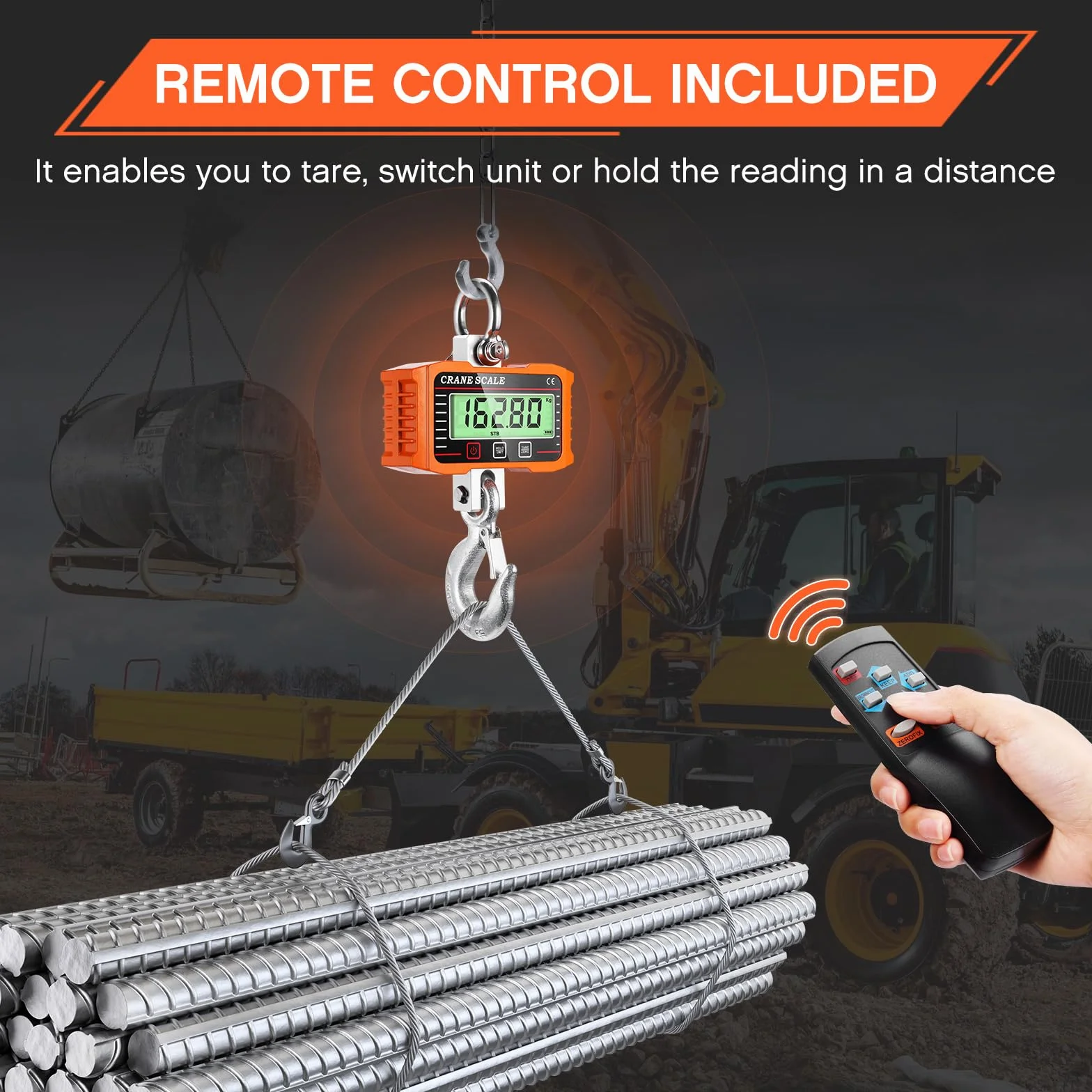 Cyfrowa waga zawieszana 1000kg/2000lb z pilotem, waga przemysłowa