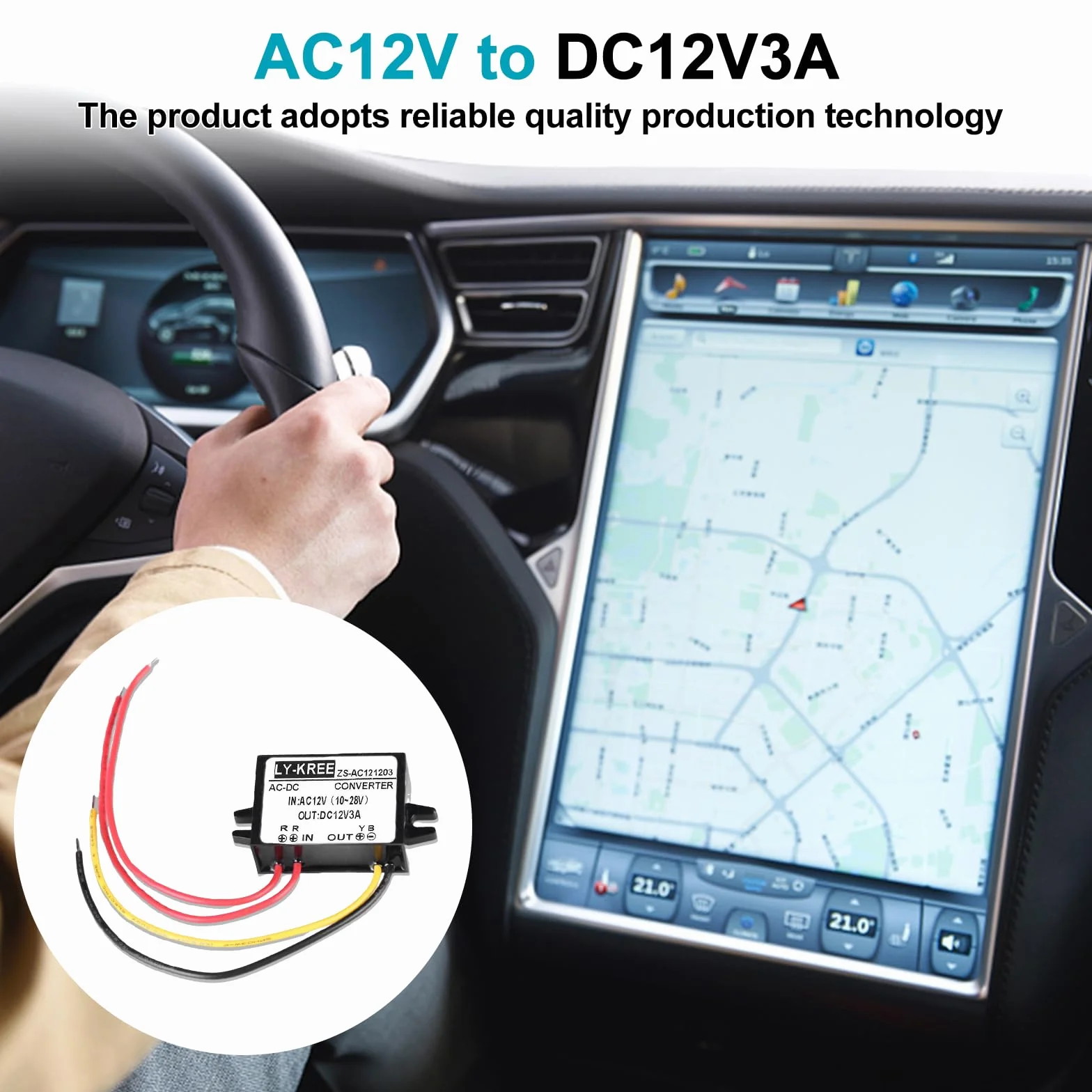 Convertitore di Alimentazione AC-DC AC 12V (10-28V) a DC 12V, 2 Pezzi 3A Convertitore Buck, Convertitore a Tensione Ridotta Buck Regolatore per Schermo Auto Pompa Acqua