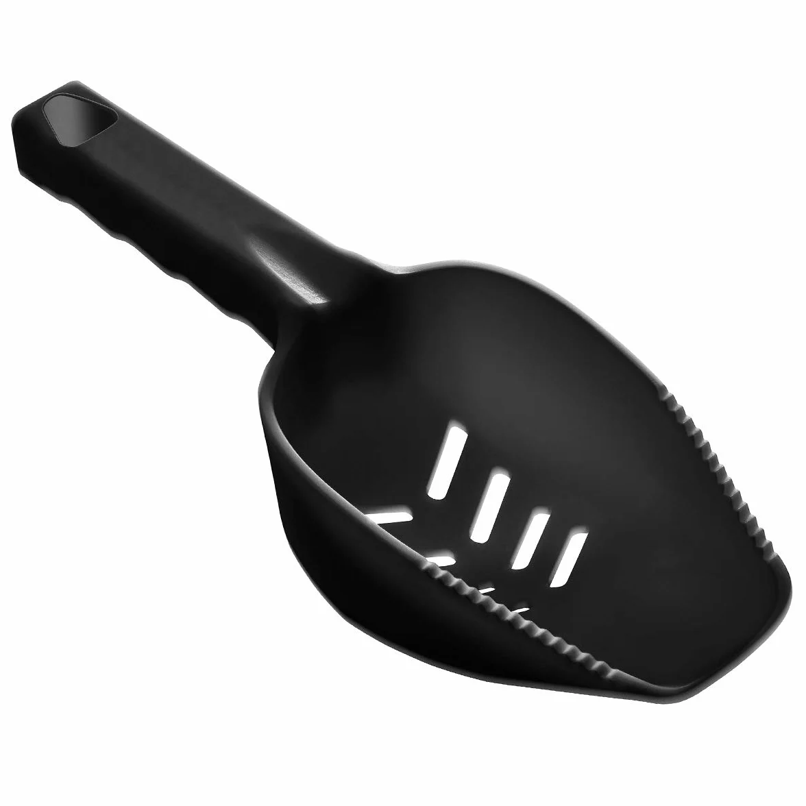 TOM FOX - Paletta per ghiaccio con fessure di scarico, in plastica nera, 240 ml