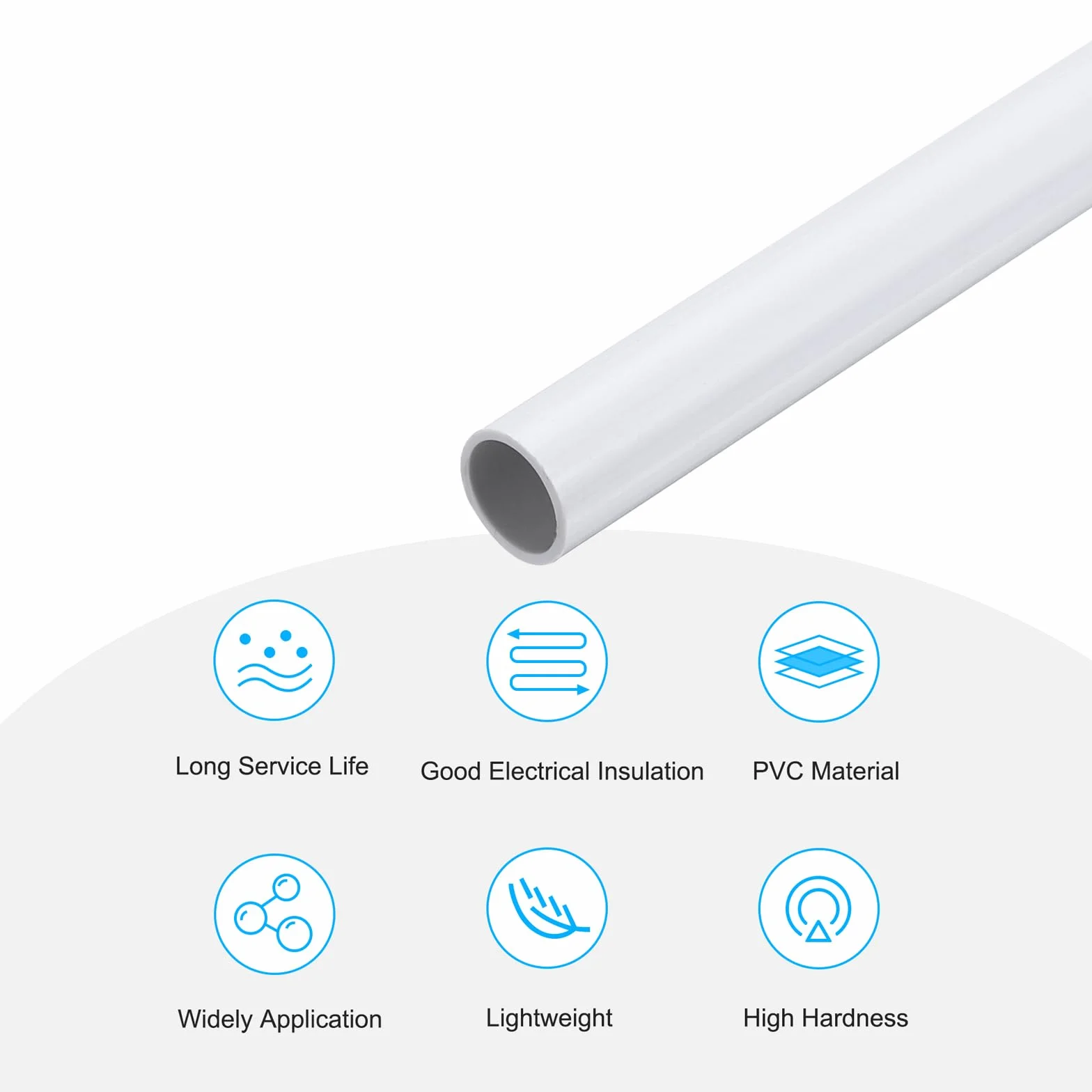 Tubi Rotondi in PVC Bianco 0,47" 10mm ID 12mm OD 12" Tubo Pvc Rigido Tondo Alto Impatto