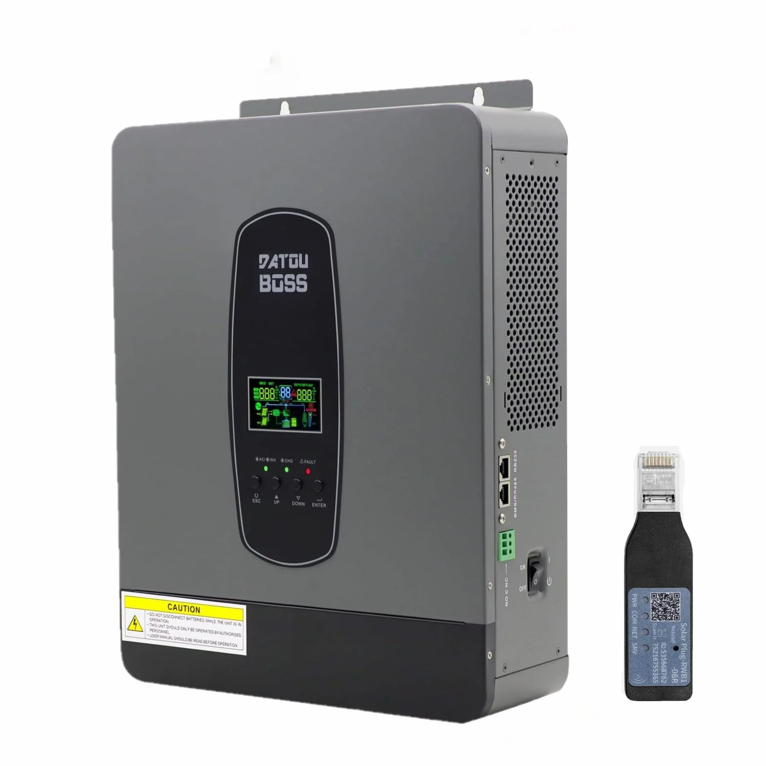 DATOUBOSS Inverter ibrido da 3000 W, 24 V, inverter solare ibrido sinusoidale puro, 24 V DC a 220/230 V AC, sistema di protezione BMS, con 100 A, MPPT per batterie al piombo acido e al litio, con