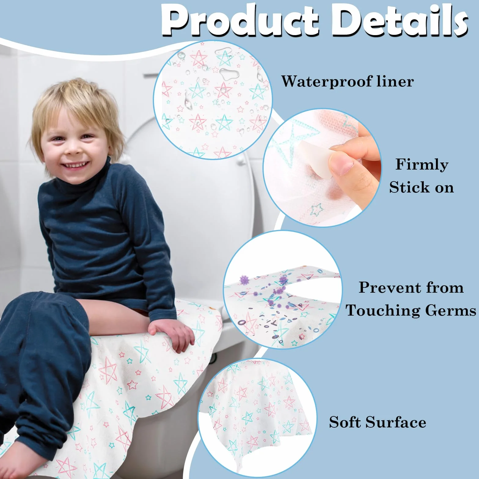 Copriwater Usa e Getta Bambini Adulti WC Monouso Portatile 65x60cm 20 Pezzi