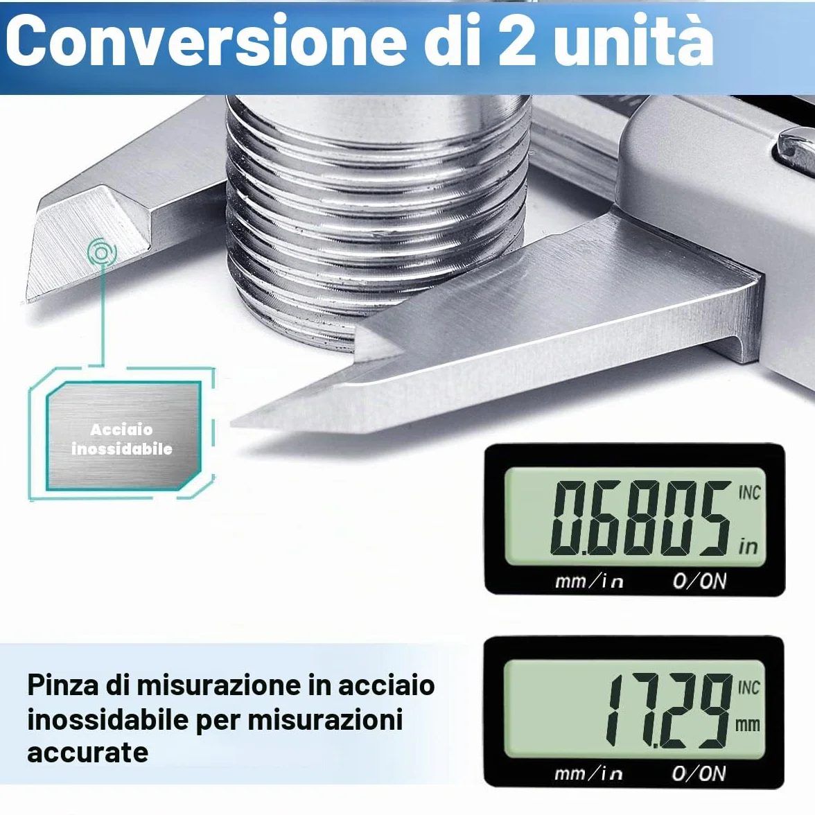 Kynup Calibro digitale 0-6 pollici/150 mm IP67 acciaio inossidabile