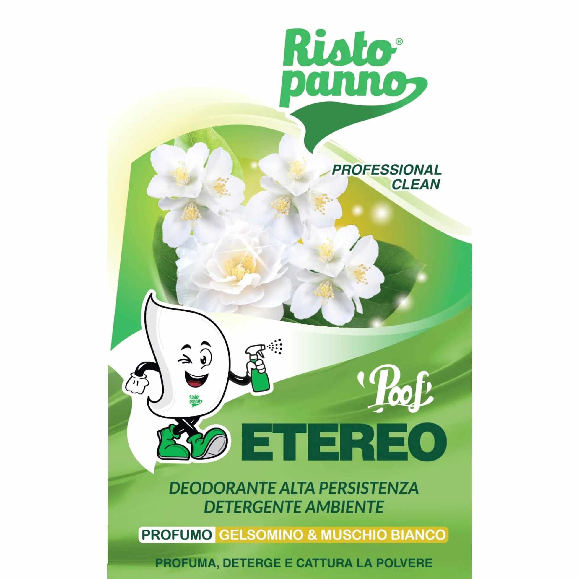 RISTOPANNO Profumatore Ambiente Spray Professionale Gelsomino & Muschio Bianco 750ml
