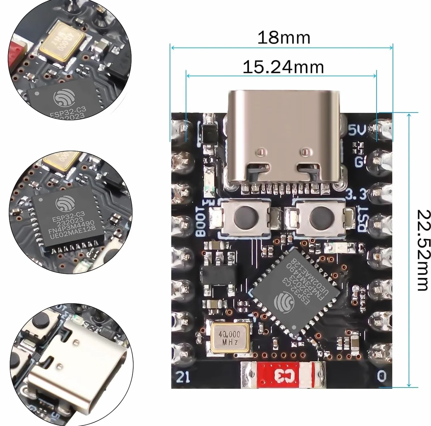 ESP32-C3 Mini Scheda di Sviluppo WiFi Bluetooth Compatibile Arduino 6 Pezzi