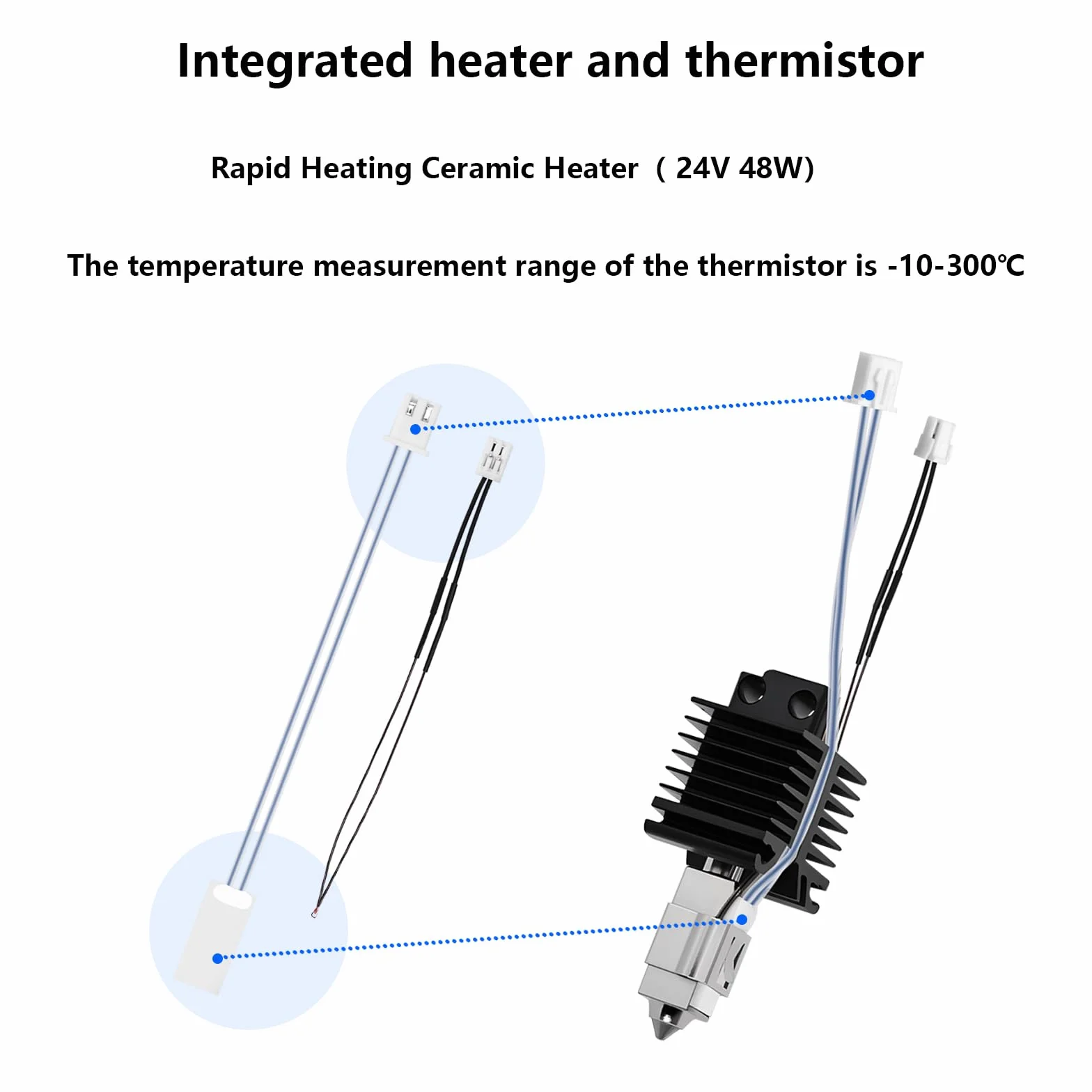 Premium All-Metal Hotend per Bambu Lab X1/X1C: 0,4 mm Hotend Assembly con ugello in acciaio temprato, 24 V 48 W riscaldatore in ceramica e termistore ad alta temperatura – Set completo per stampanti