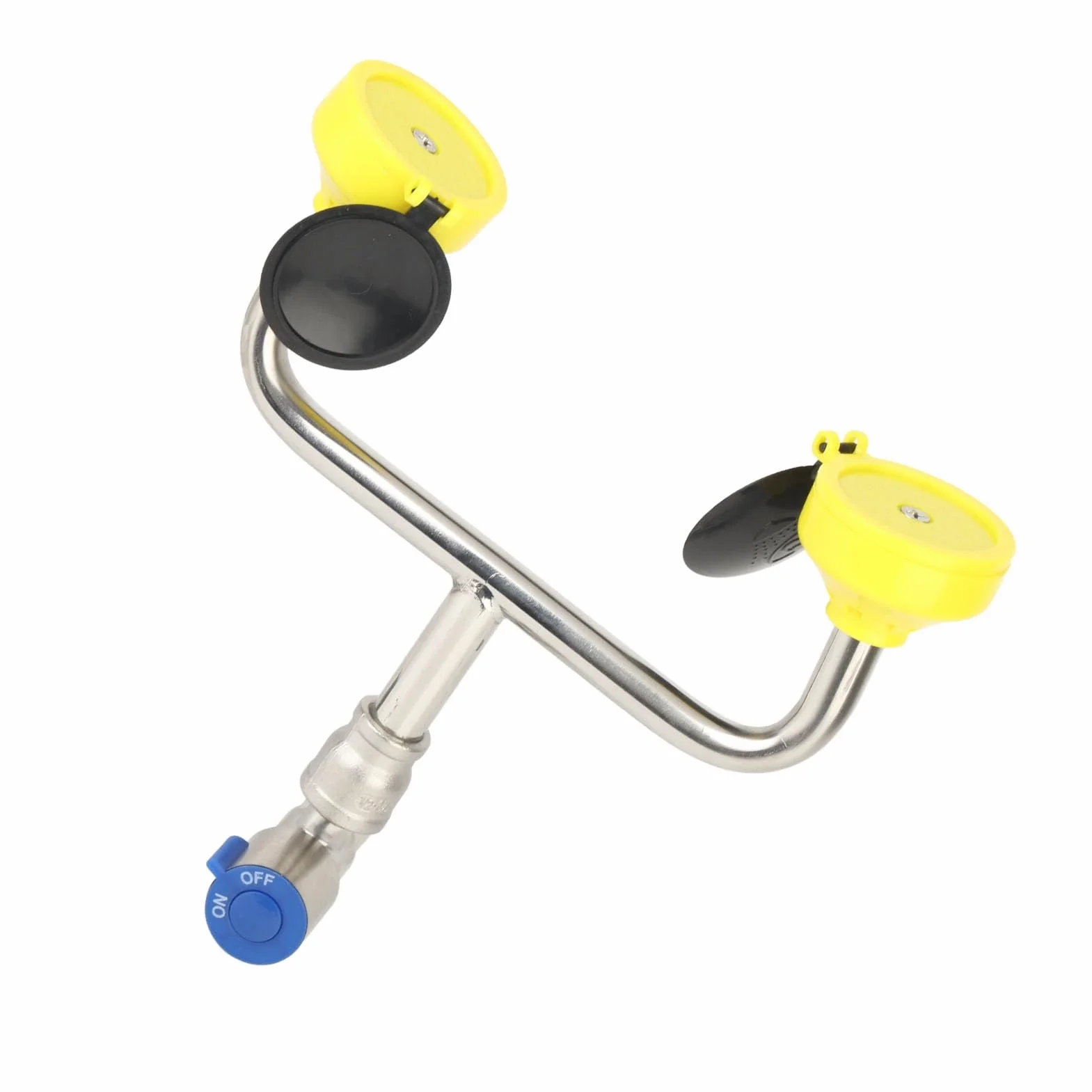 Stazione Lavaocchi di Emergenza Installazione Semplice Copertura Antipolvere a Flusso d'acqua Continuo con Coperchio Ribaltabile 2 Ugelli Gonfiabili
