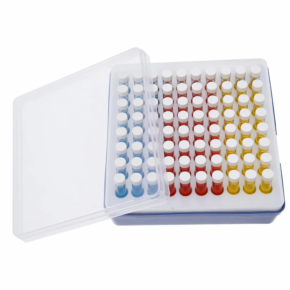 CALLARON Scatola di immagazzinaggio riutilizzabile delle provette di prova dei fori dello scaffale 100 del tubo della centrifuga da 5ml per campionamento chimico