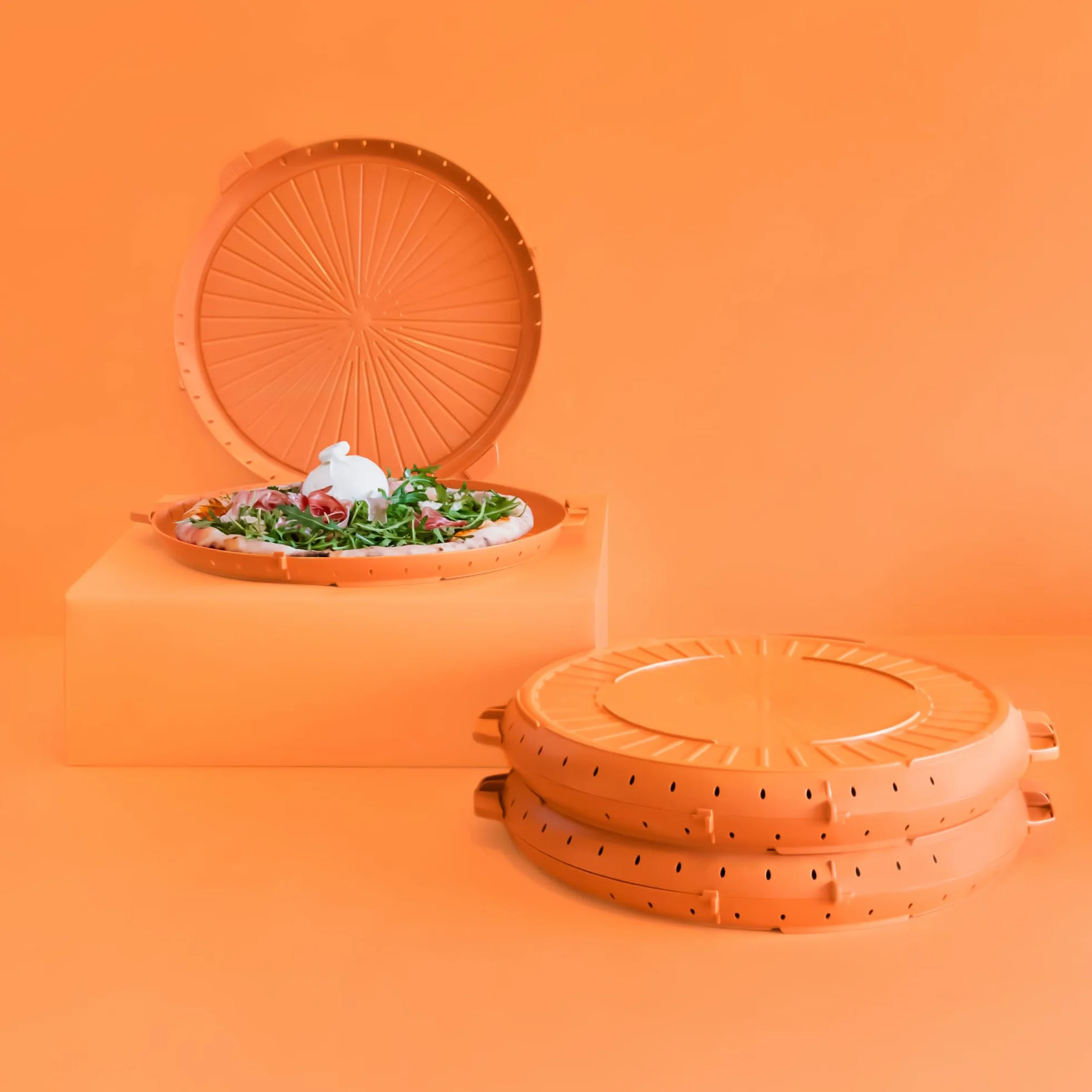 Gilac Contenitore per pizza riutilizzabile con coperchio Ø 33 cm plastica senza BPA