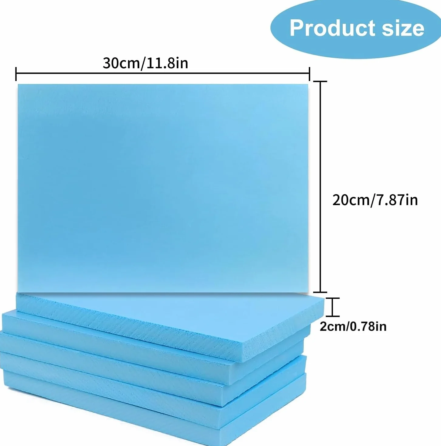 6 pannelli in schiuma rigida ad alta densità, pannelli in gommapiuma per fai da te, per modellini fai da te, blocchi base diorama, kit per hobby, 30 x 20 x 2 cm, blu