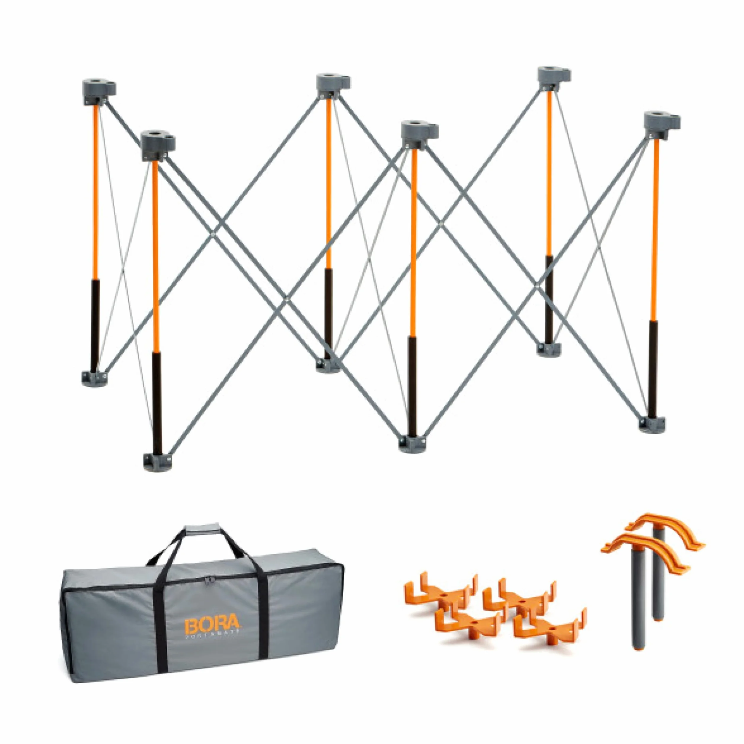 BORA Centipede CK6S – Banco da Lavoro Portatile Pieghevole 61×122 cm, Altezza 76 cm, Struttura in Acciaio, Capacità 1.134 kg, Include 4 Staffe X, 2 Morsetti e Borsa – Falegnameria e Cantiere