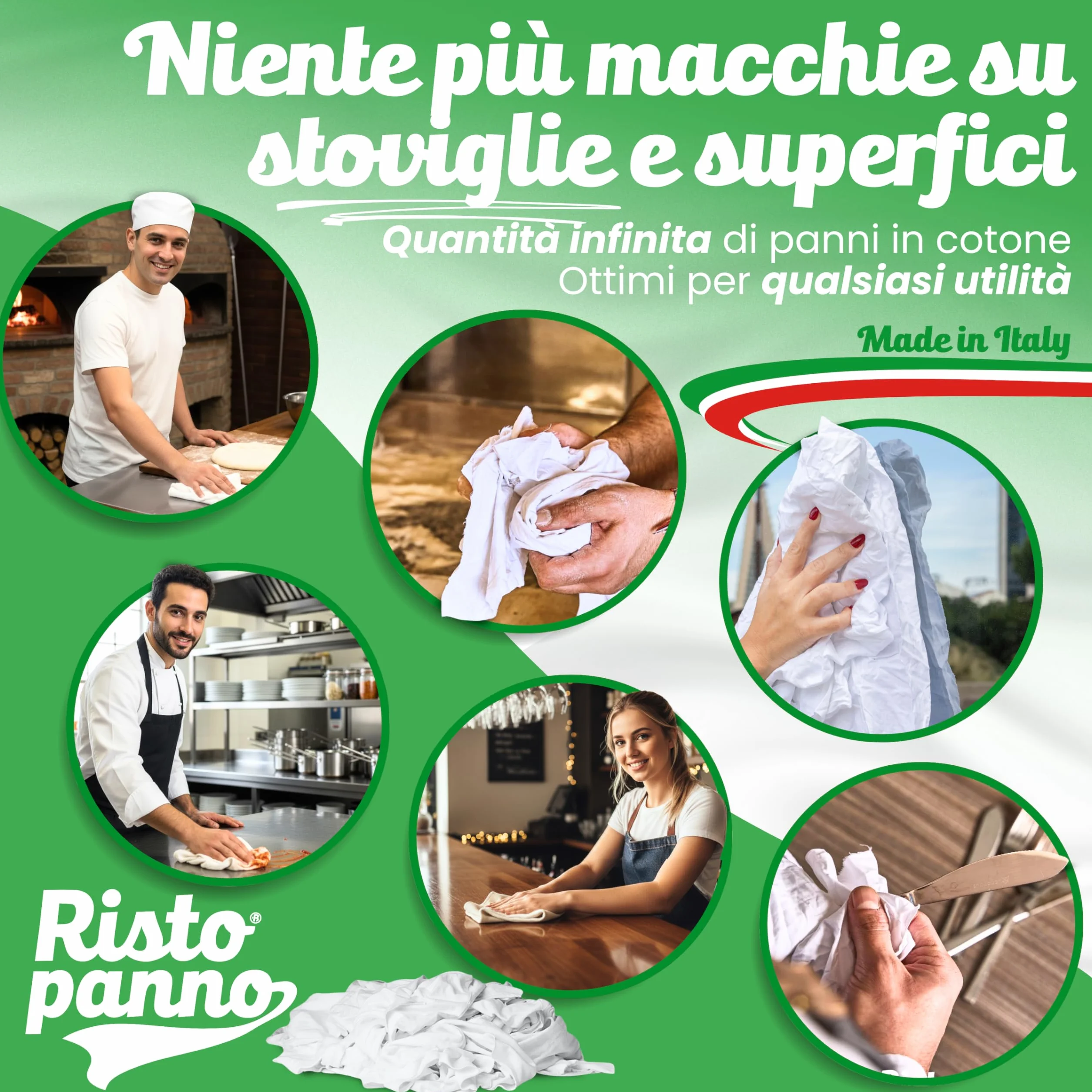 Panni Multiuso Stracci Bianchi Cotone Box 9 kg 40/50 x 50/60cm Alta Assorbenza Zero Pelucchi