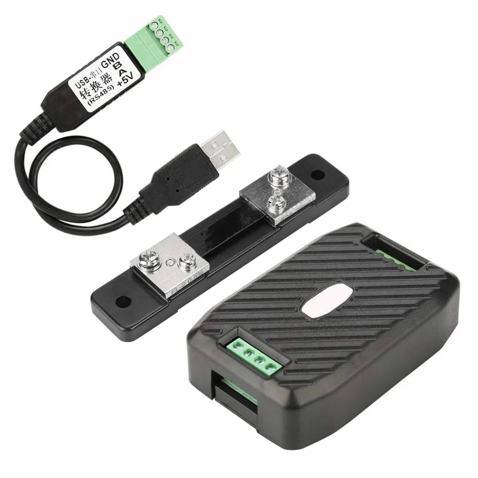 PZEM-017 Scatola di comunicazione CC Interfaccia Modbus 0-300V 300A Shunt Cavo USB Tensione Corrente Potenza Consumo energetico Misuratore(PZEM-017+50A+USB)
