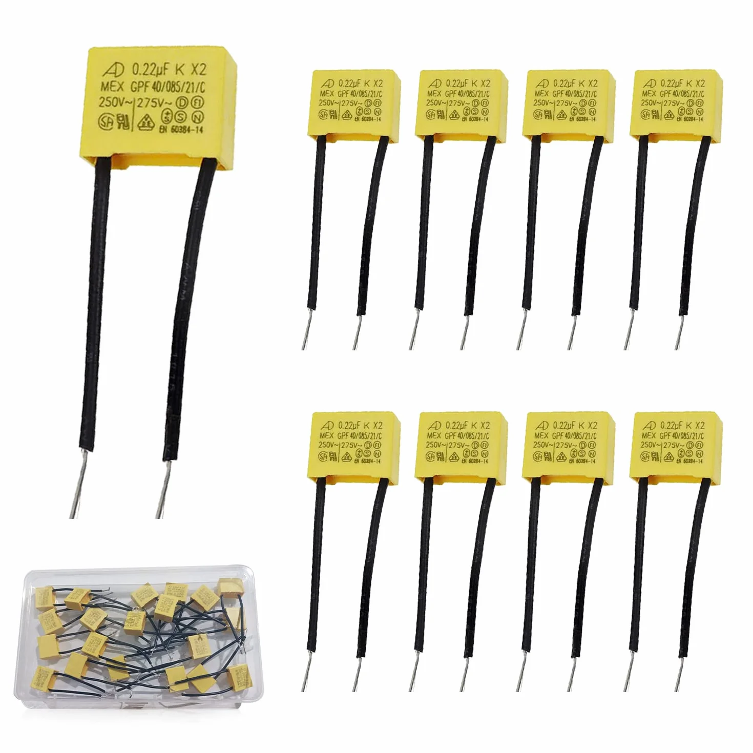 Condensatori 0.22uF 275V X2 Condensatore di Sicurezza 20 Pezzi