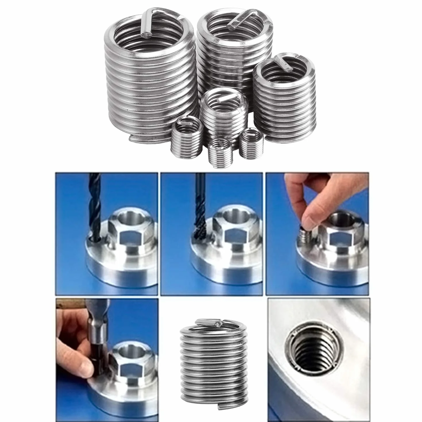 Inserti filettati Helicoil in acciaio inossidabile M3 M4 M5 M6 M8 M10 M12 105 pezzi