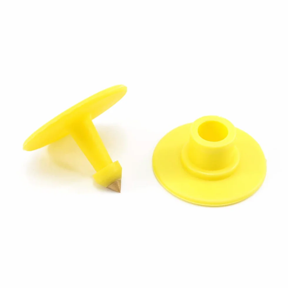 100 etichette numerate in plastica per orecchie di coniglio, piccoli animali in TPU (rosso) e 1 applicatore per etichette auricolari