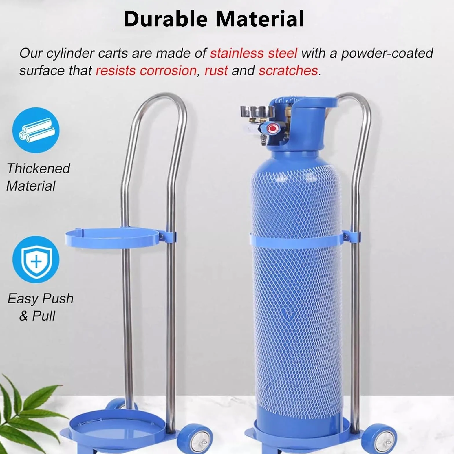 Carrello portabombole Leggero, Carrello for Ossigeno in Acciaio Inox con Ruote, Carrello portabombole Portatile for Uso Industriale, ospedaliero e Domestico(10L/2.6Gal(H 31.5 inch))