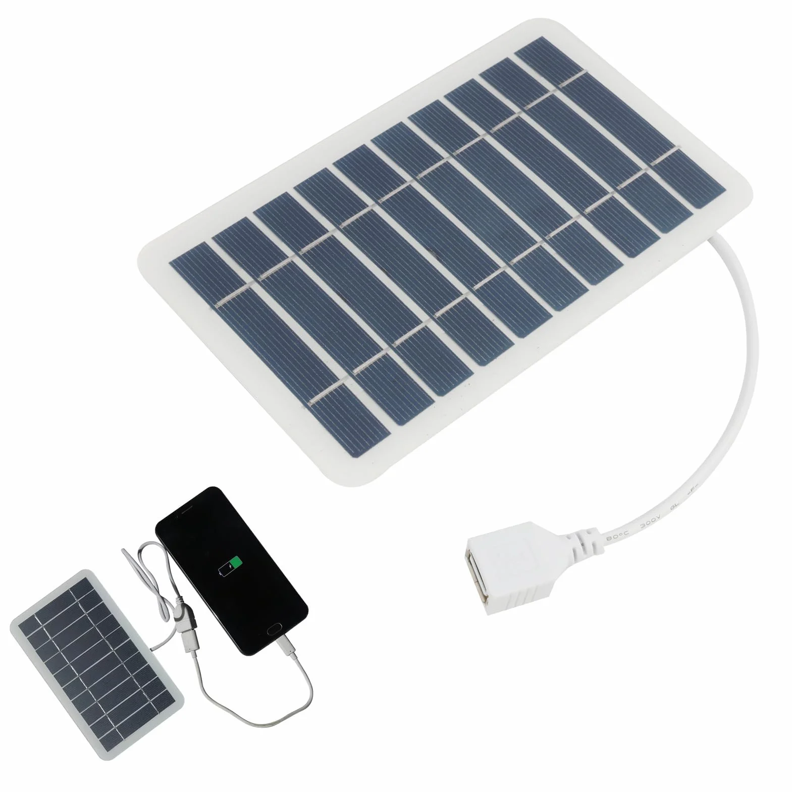 Pannello Solare Portatile da Viaggio 2W 5V con USB, Caricabatterie Solare Impermeabile e Durevole per Smartphone, Power Bank, Campeggio, Escursionismo, Telaio Robusto in Lastra Epossidica