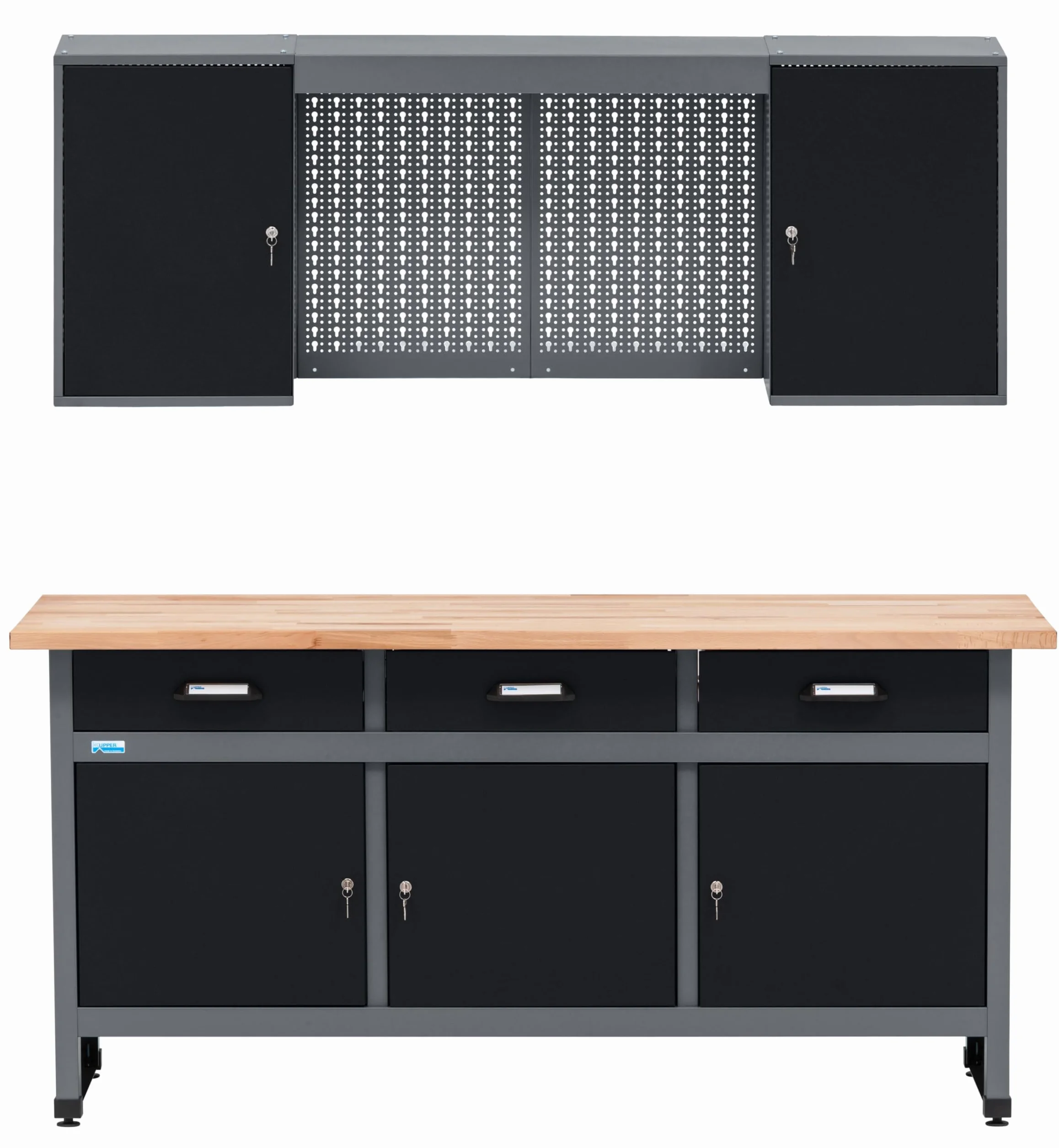 Set di officina Küpper 70421-9, attrezzatura da officina con banco da lavoro da 170 cm con piano in faggio massello