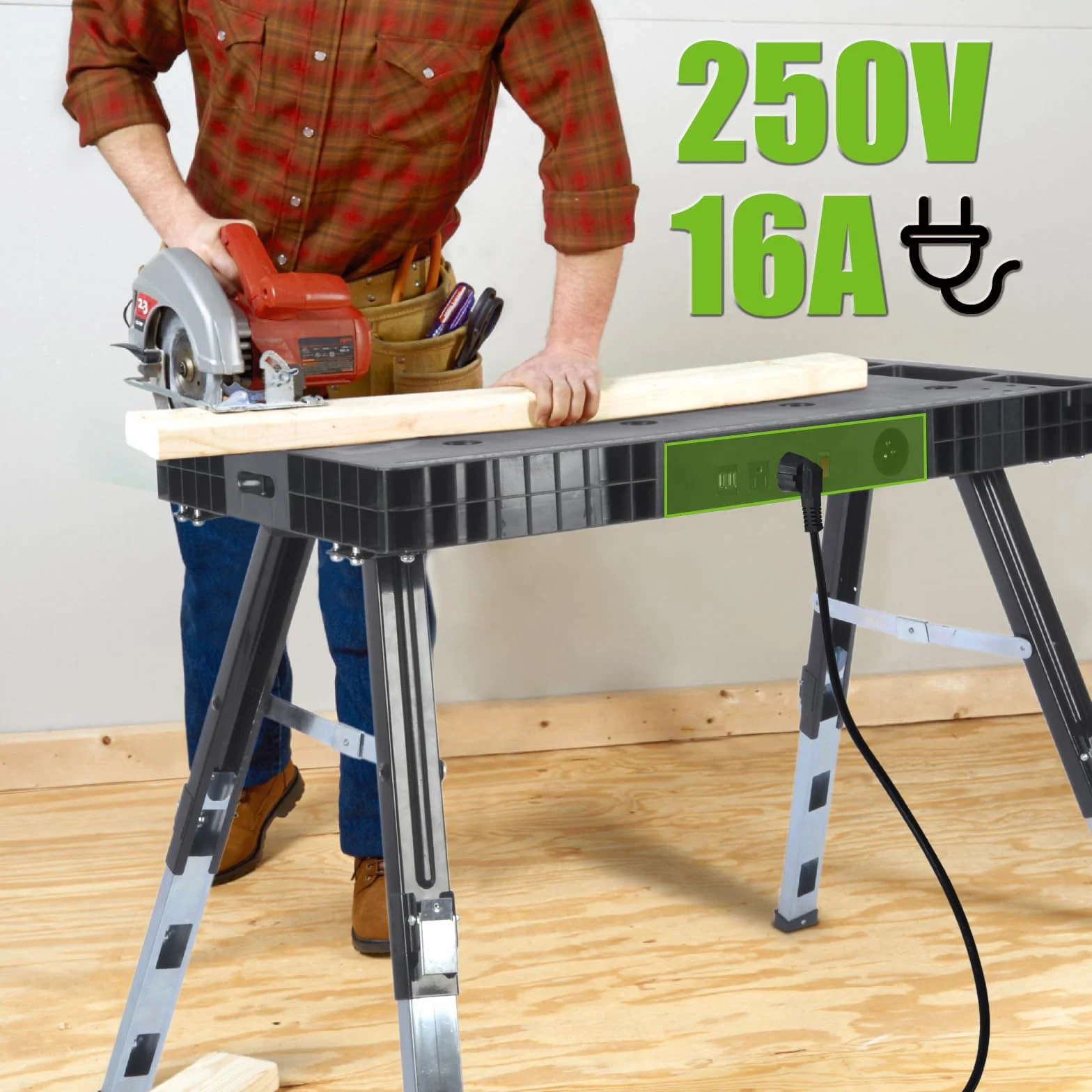 Vertak 5 in 1 banco da lavoro pieghevole con spina, per la casa e fai da te banco di bloccaggio 150 kg ​di capacità di carico Ampia superficie di lavoro Scala e angoli stampati Pieghevole Versatile