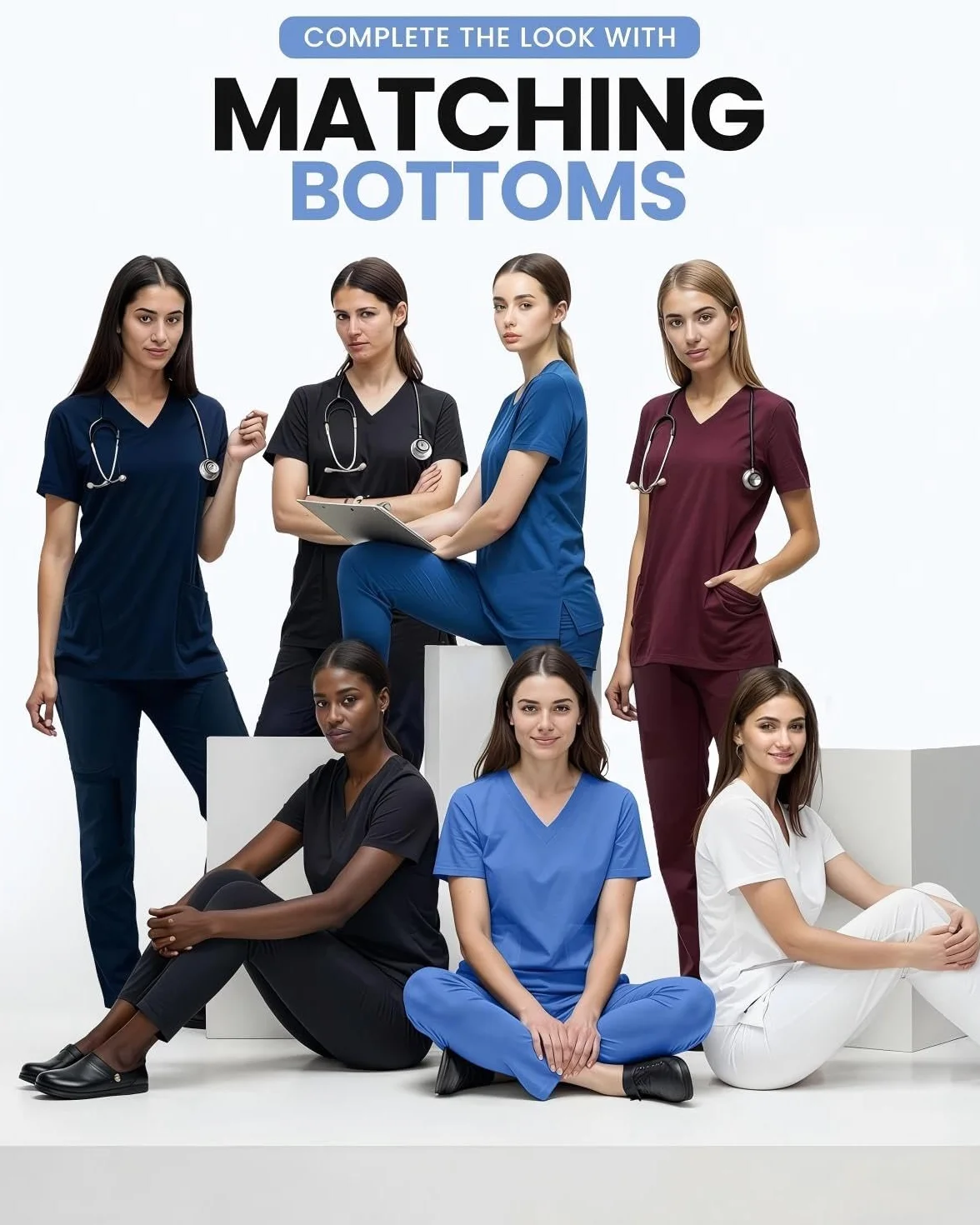 Divisa Infermiere Donna Set con Casacca e Pantalone Medico Manica Corta Camice da Laboratorio Elasticizzato Leggero S-XXL