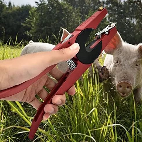 Tnfeeon Pinza per Marchio Auricolare per Bestiame, Pinza in Lega di Alluminio per Strumento per Marchio Auricolare per Ovini per bovini