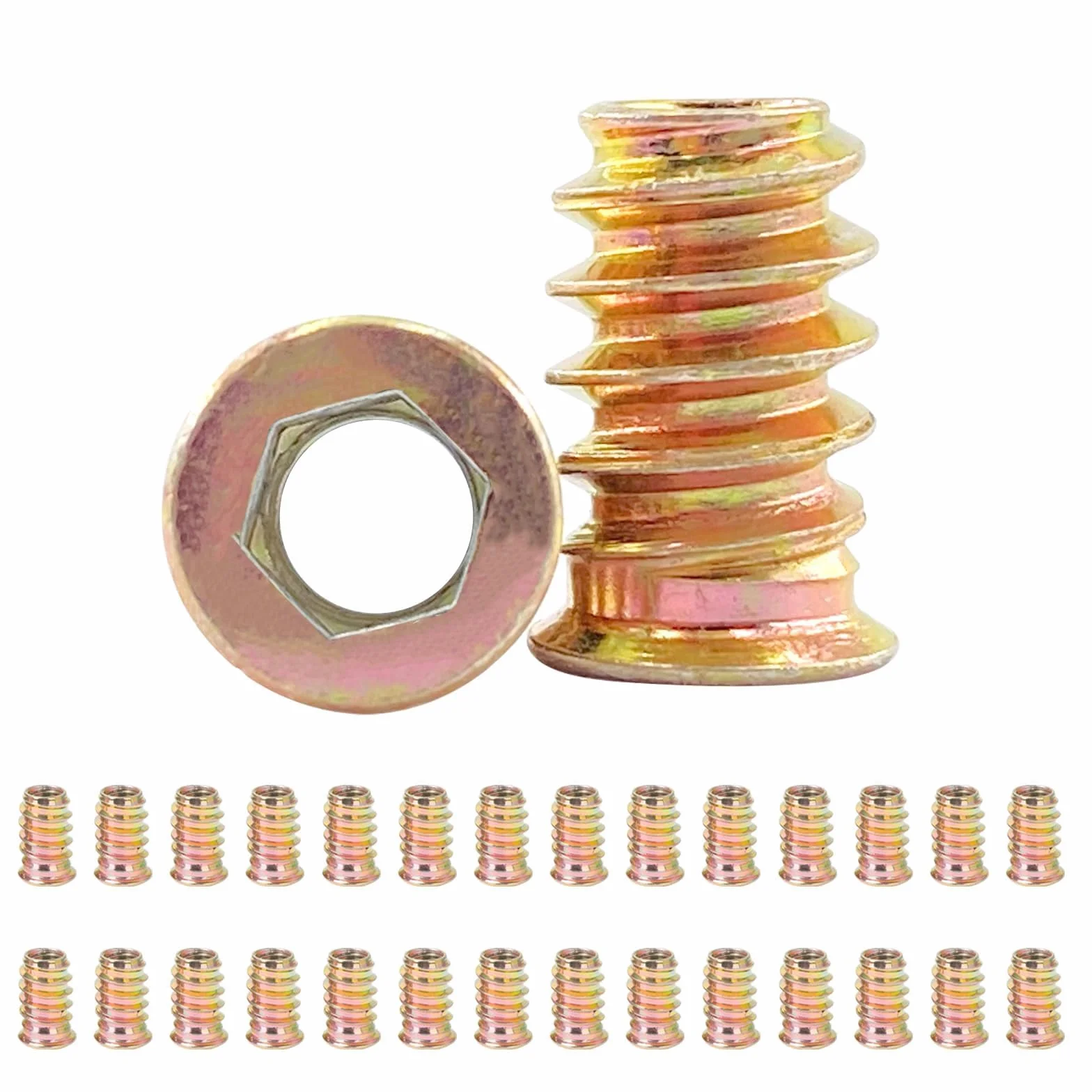 Inserto filettato per mobili in legno M5 x15 mm 30 pezzi acciaio al carbonio zincato