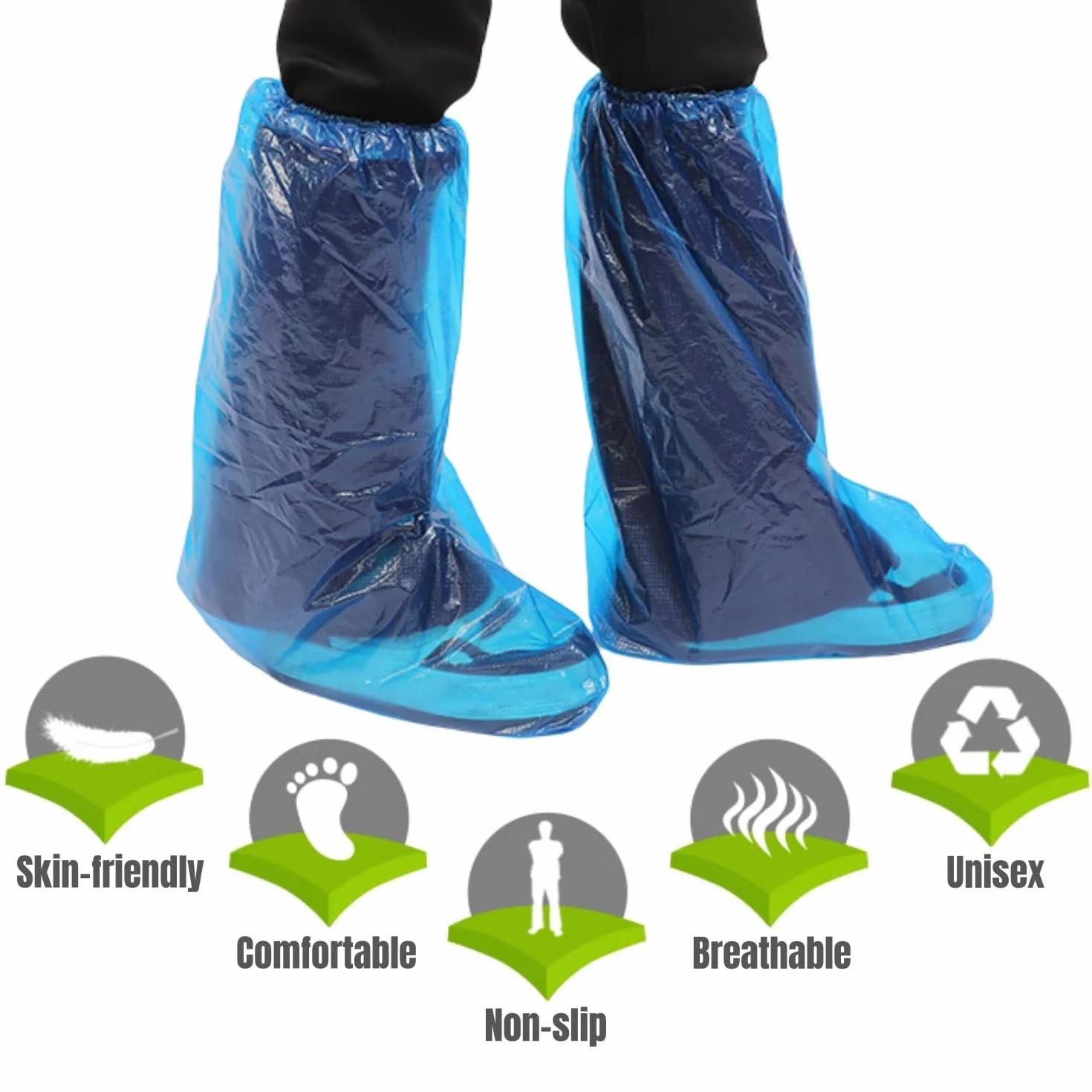 Copriscarpe Impermeabili in Pellicola PE Monouso per Esterno Campeggio (10 Paia)