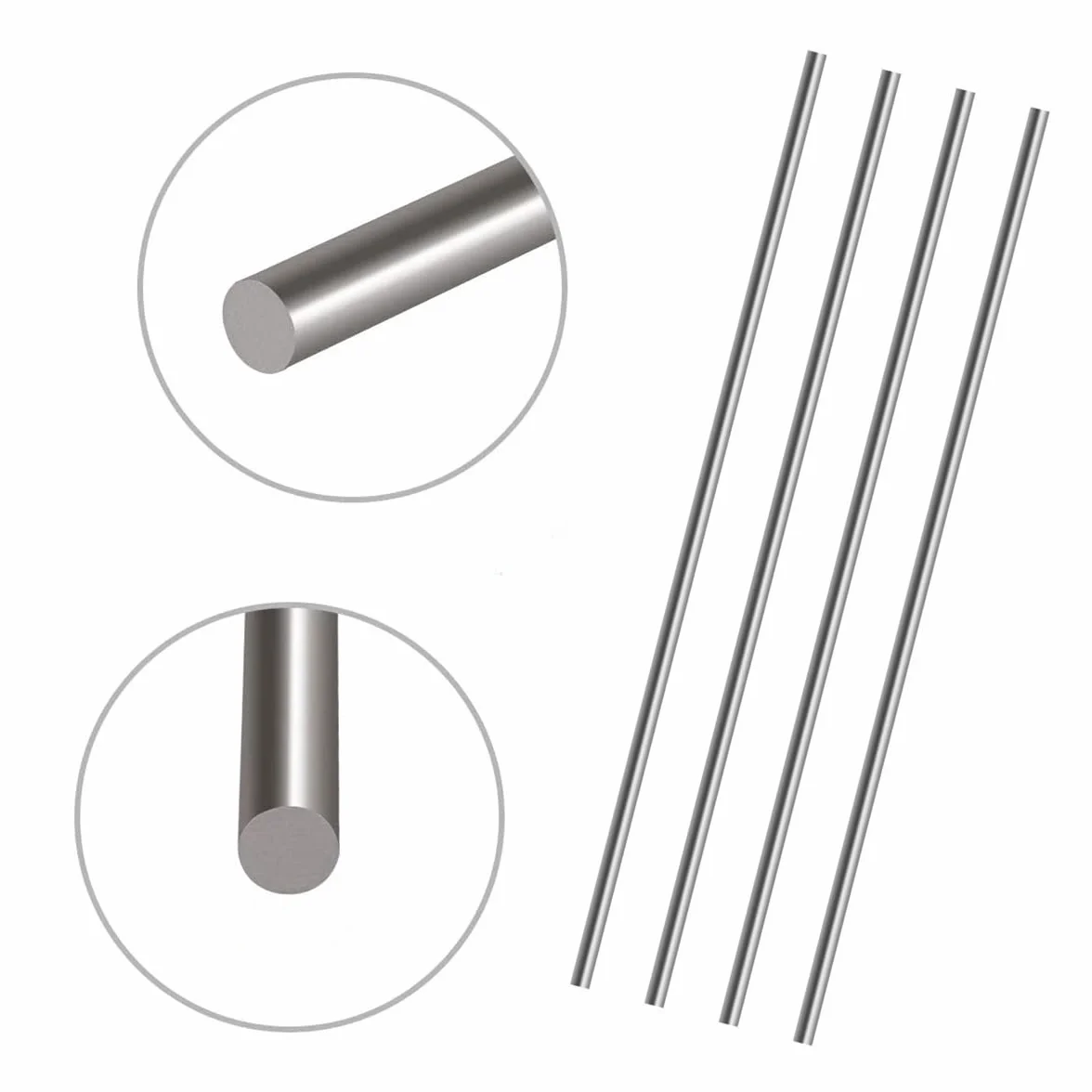Aste Rotonde in Acciaio Inox 304 6 mm x 250 mm per Albero Tornio Barra Rotonda Solida