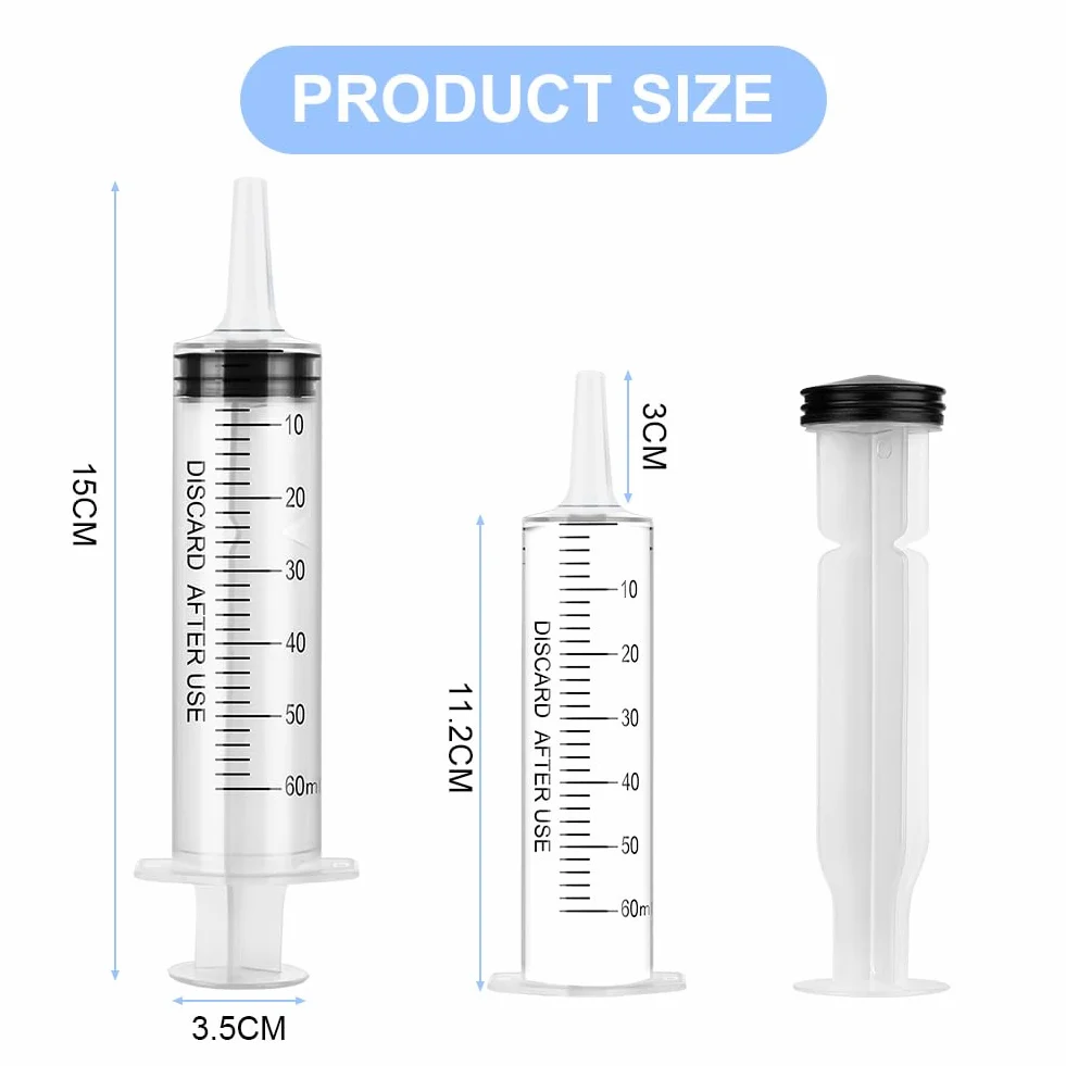 OFFCUP Siringa di Plastica 60ml 4Pcs Siringhe senza Ago Riutilizzabili per Alimentazione Animali