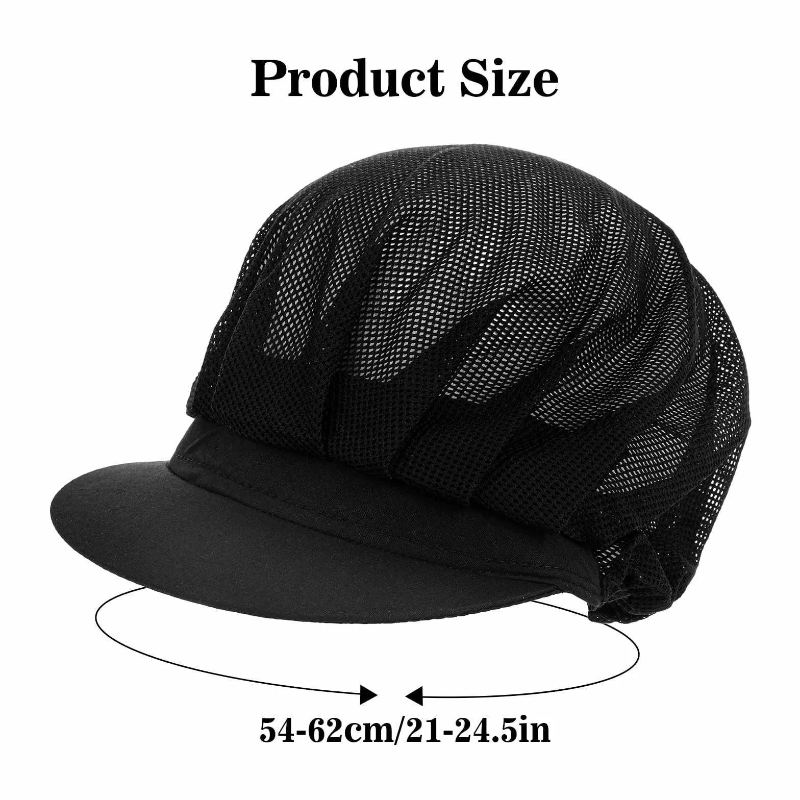 Telooco 2 Pezzi Cappello da Cuoco Regolabile Traspirante Nero con Tesa per Ristorante Chef
