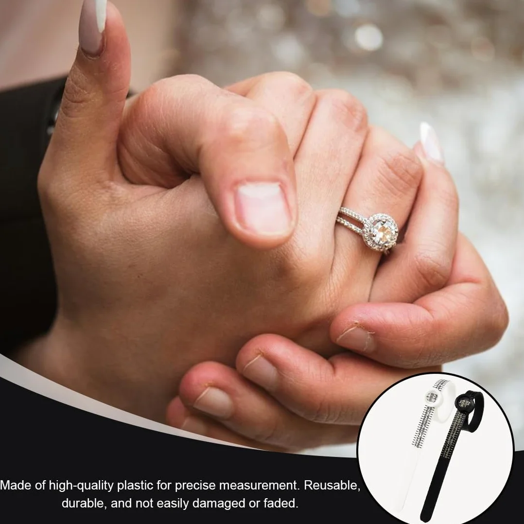 Misuratore di Taglia Anello 4 Pezzi Determinare Dimensione Anello (Nero Bianco)