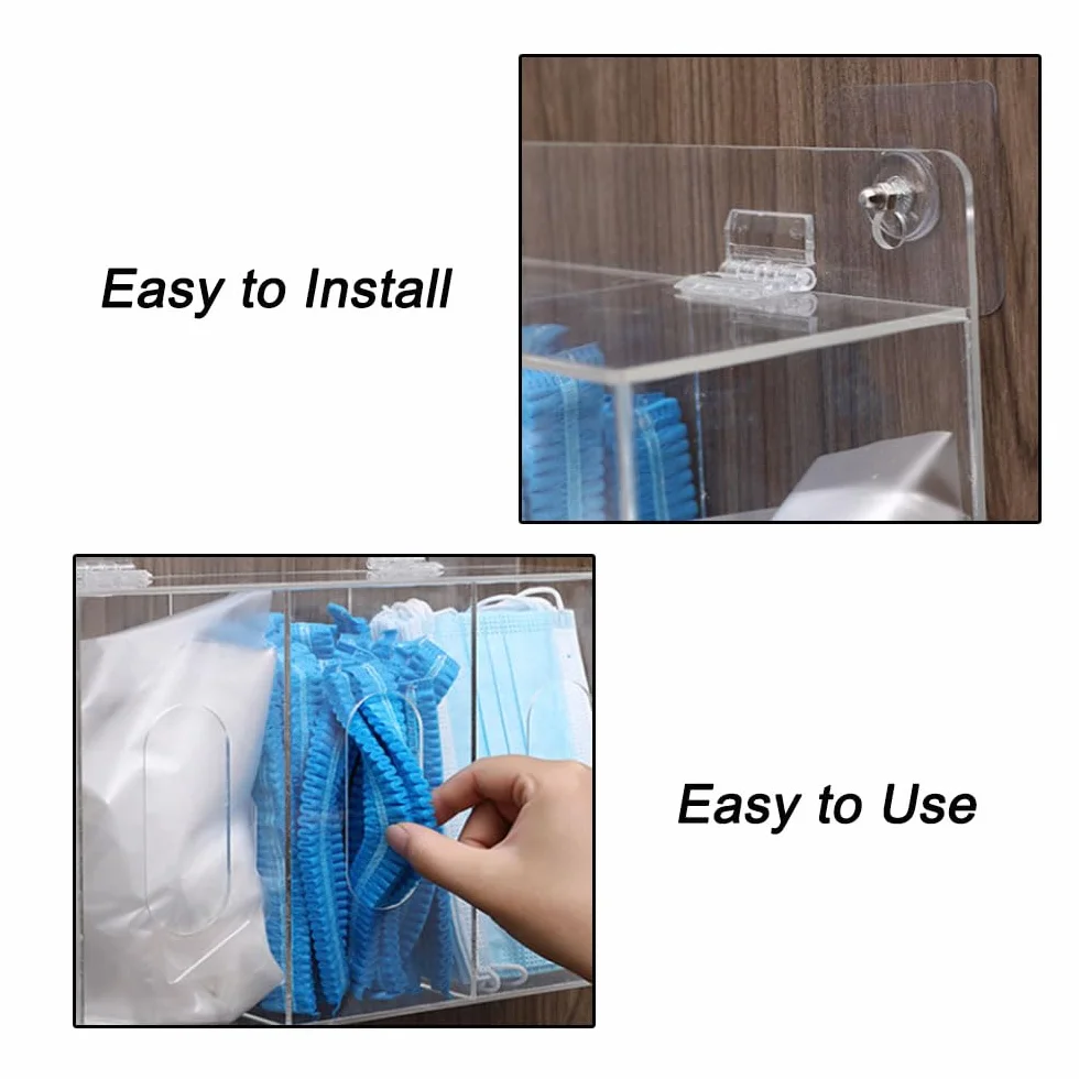 Dispenser per maschere facciali in acrilico usa e getta con coperchio contenitore da parete M