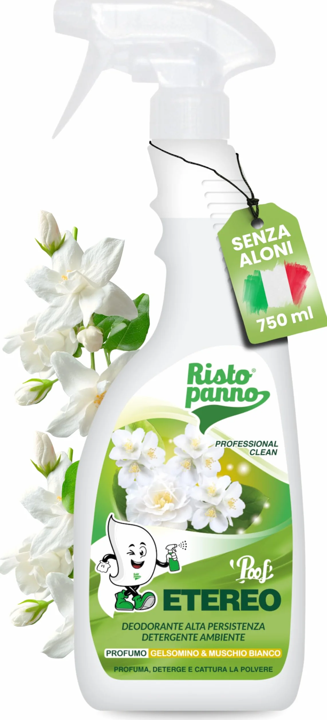 RISTOPANNO Profumatore Ambiente Spray Professionale Gelsomino & Muschio Bianco 750ml