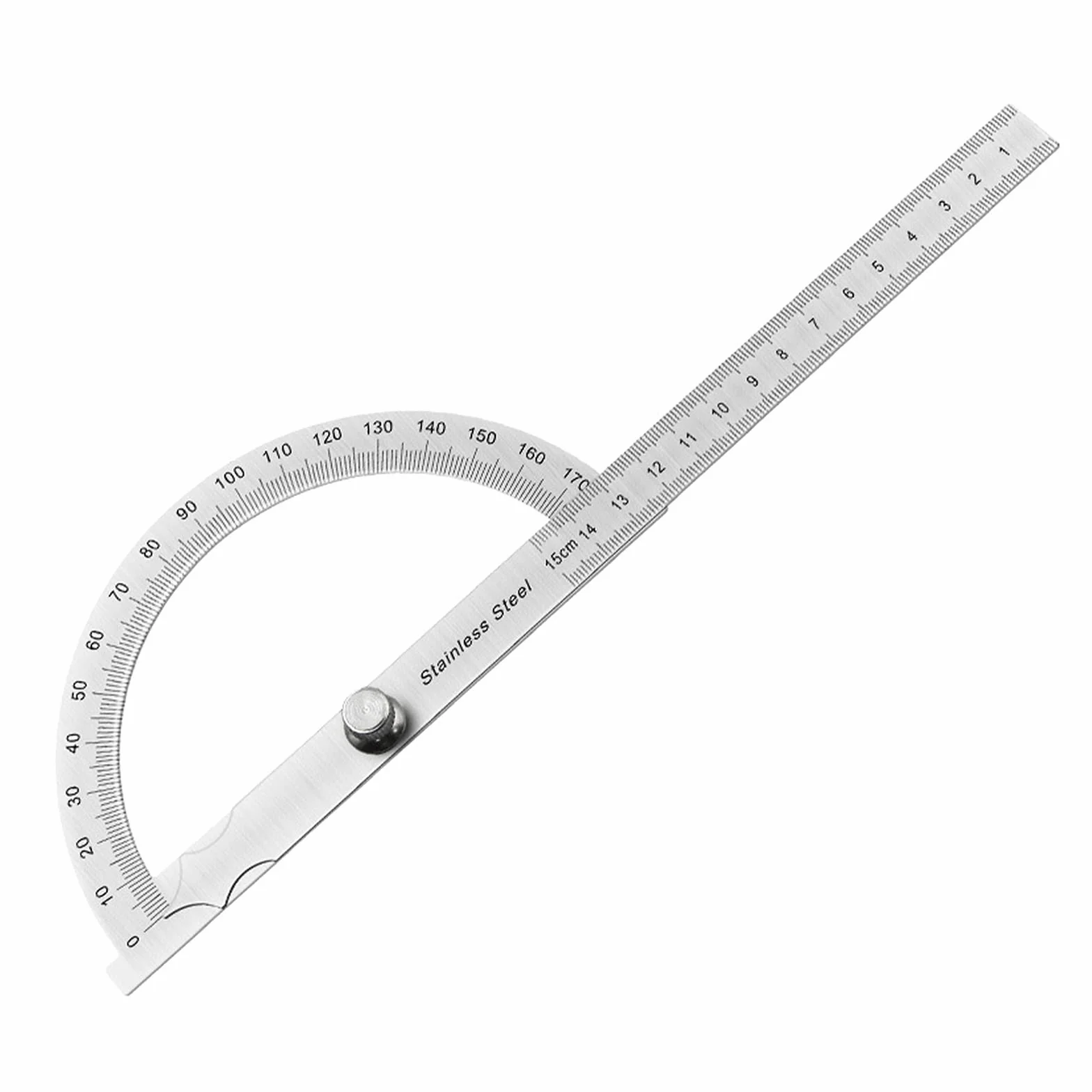 Goniometro in Acciaio Inox 0-180° con Vite di Bloccaggio Regolabile 150mm
