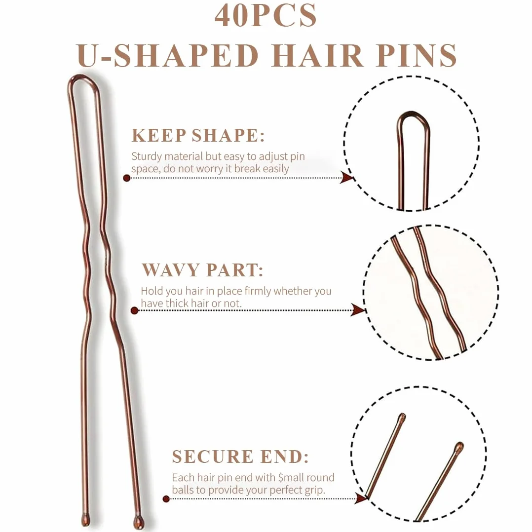 Retine Invisibili per Chignon, 20 Retine con 40 Forcine, Capelli Elasticizzati, Marrone