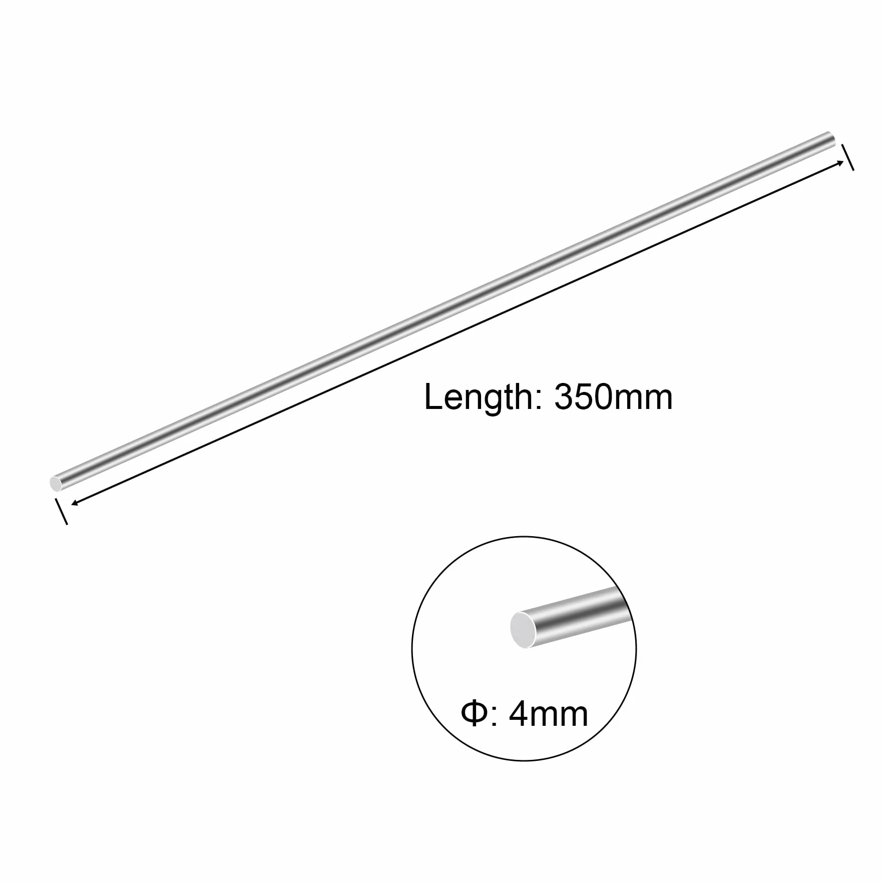 Asta in acciaio inox 304 4 mm x 350 mm barre rotonde per lavorazione fai da te 3 pezzi